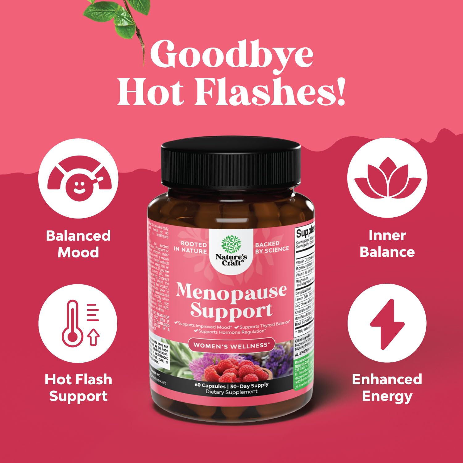 Complete Herbal Menopause Supplement for Women - Multibenefit Menopause Relief Hormone Balance Natures Craft