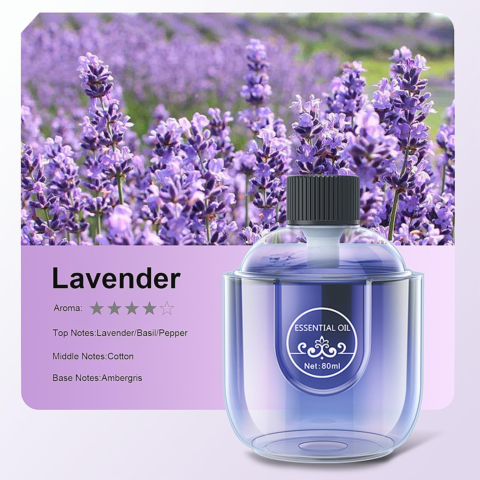 Mini Essential Oil Diffuser, Ultrasonic Mist Air Fresheners for Home with 80 ml Lavender Essential Oils DIUFJAG
