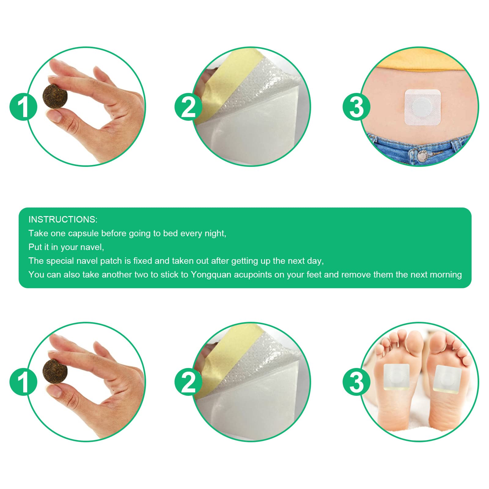 Mugwort Belly Patch,Moxibustion Belly Button Patch for Men and Women 30Pcs/Box Heath Secret