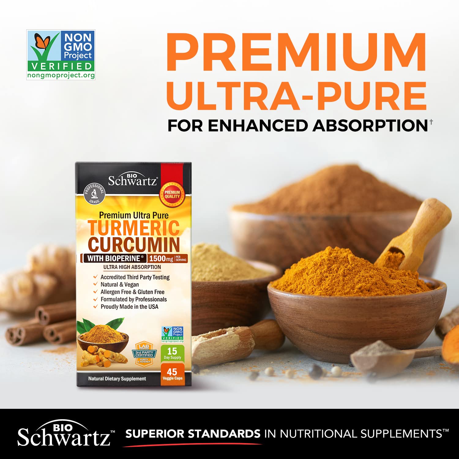 Turmeric Curcumin with Black Pepper Extract 1500mg - High Absorption