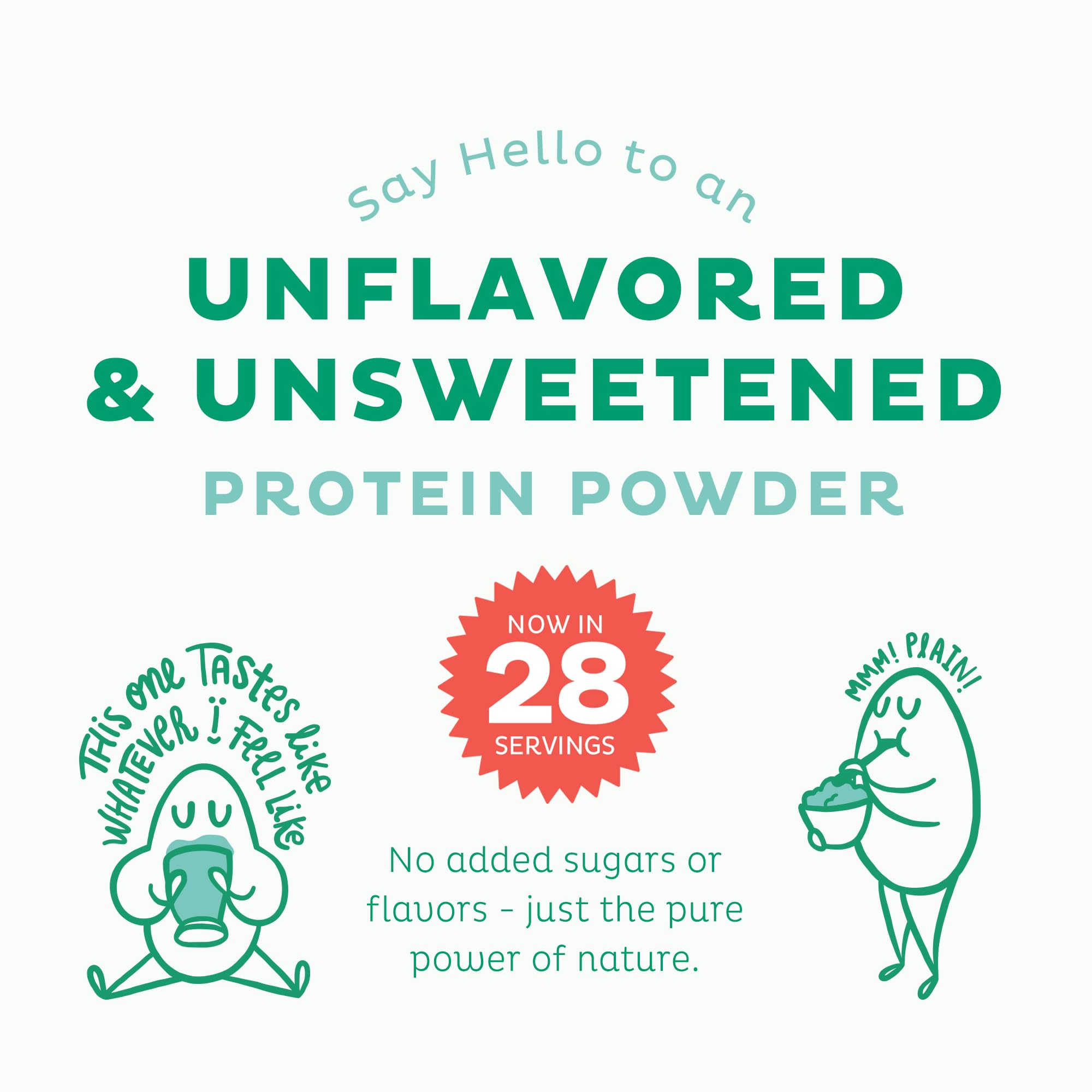 KOS Vegan Protein Powder, Unflavored & Unsweetened - Low Carb Pea Protein Blend KOS