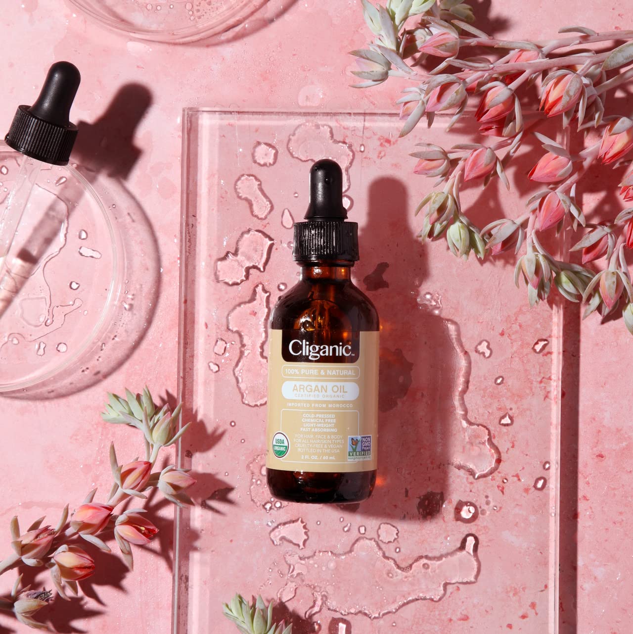 Cliganic USDA Organic Argan Oil, 100% Pure | for Hair, Face & Skin | Natural Cold Pressed Carrier Oil Cliganic