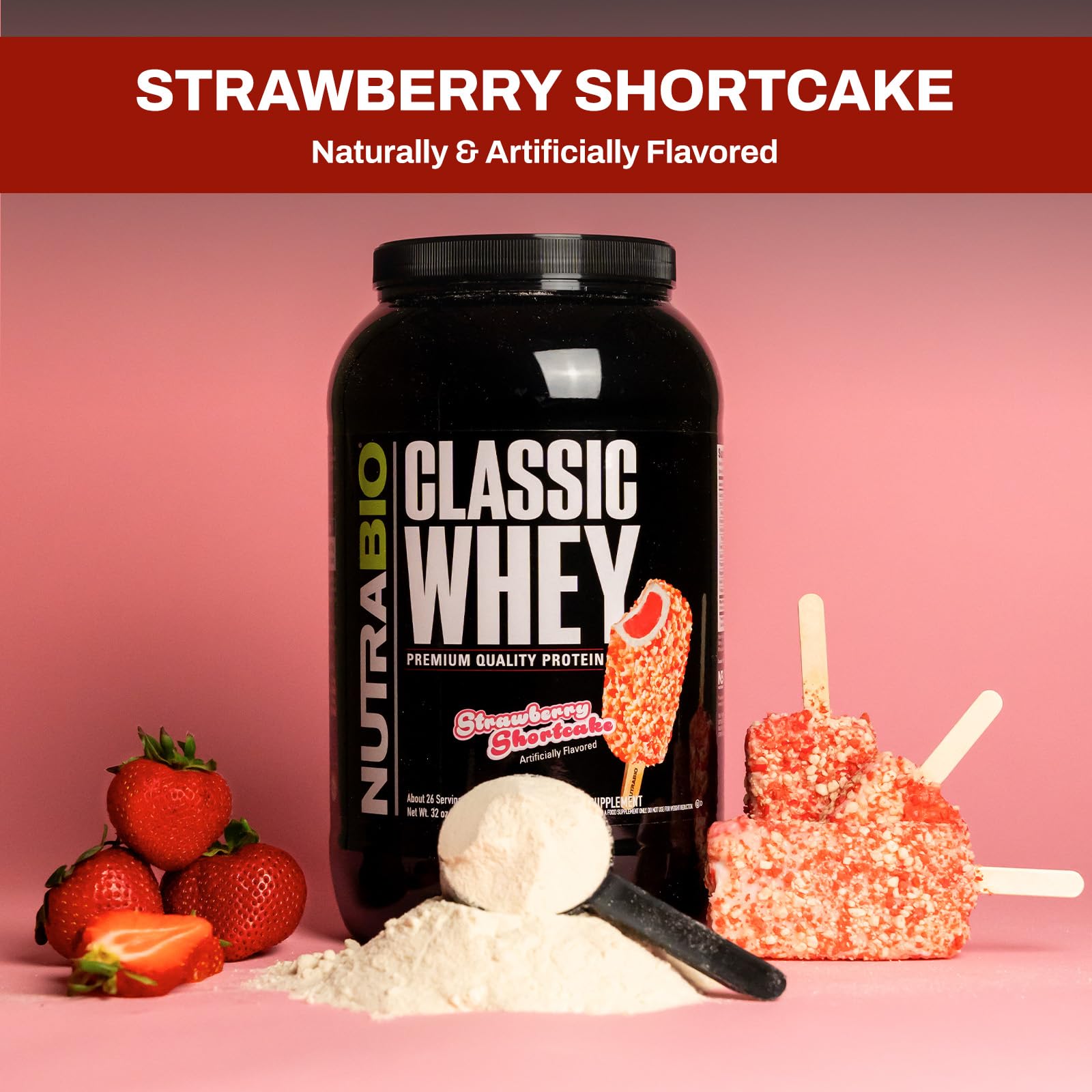 NutraBio Classic Whey Protein Powder - No Fillers, Artificial Colors, Preservatives NutraBio