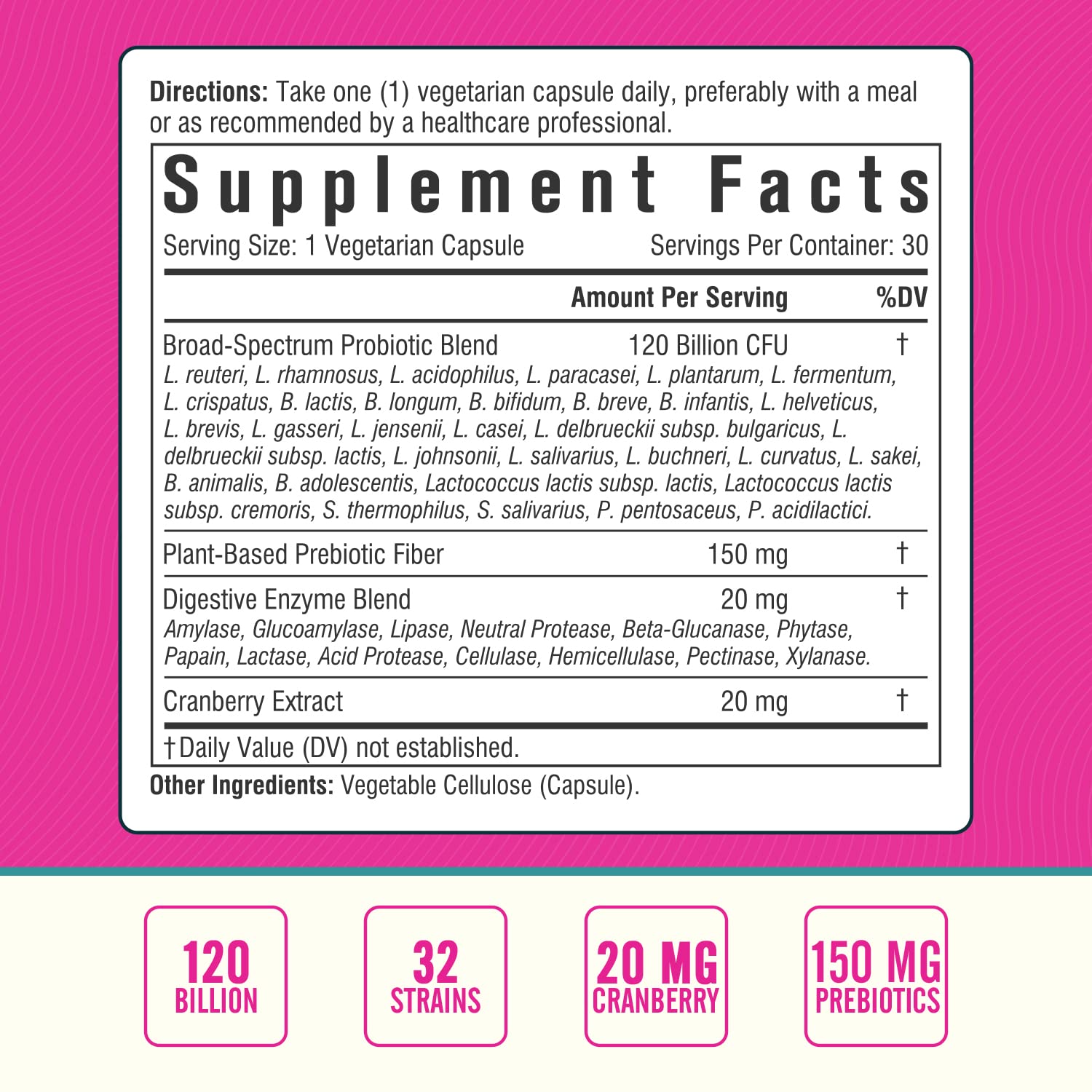 NordVida Women's Probiotic, 120 Billion & 32 Strains, Shelf Stable Probiotic for Gut Nordvida