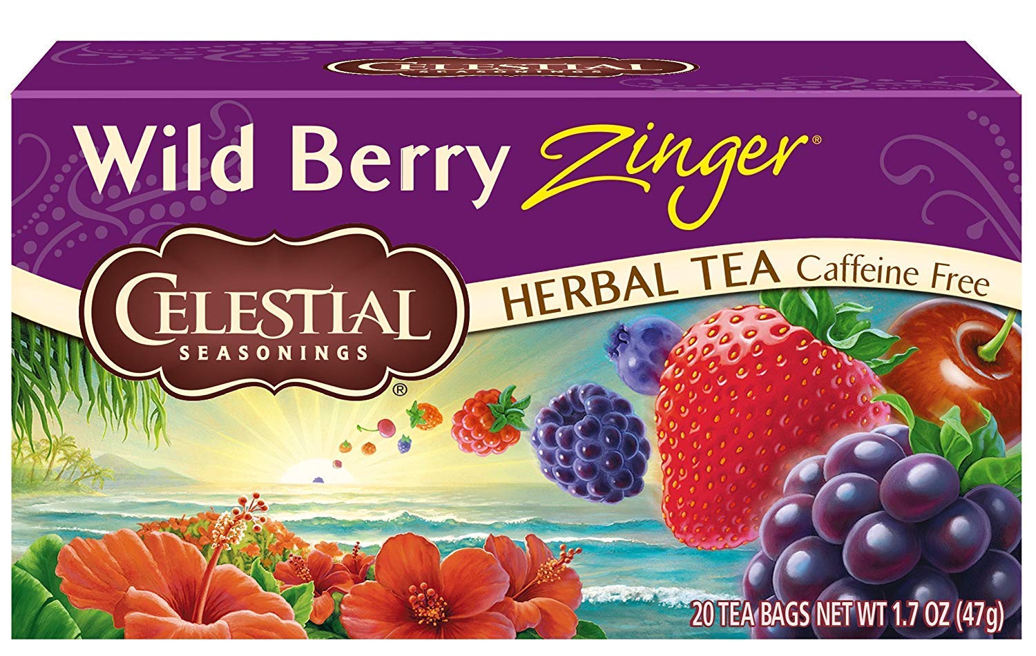 Celestial Seasonings Herbal Tea, Wild Berry Zinger, 20 Count (Pack of 6)