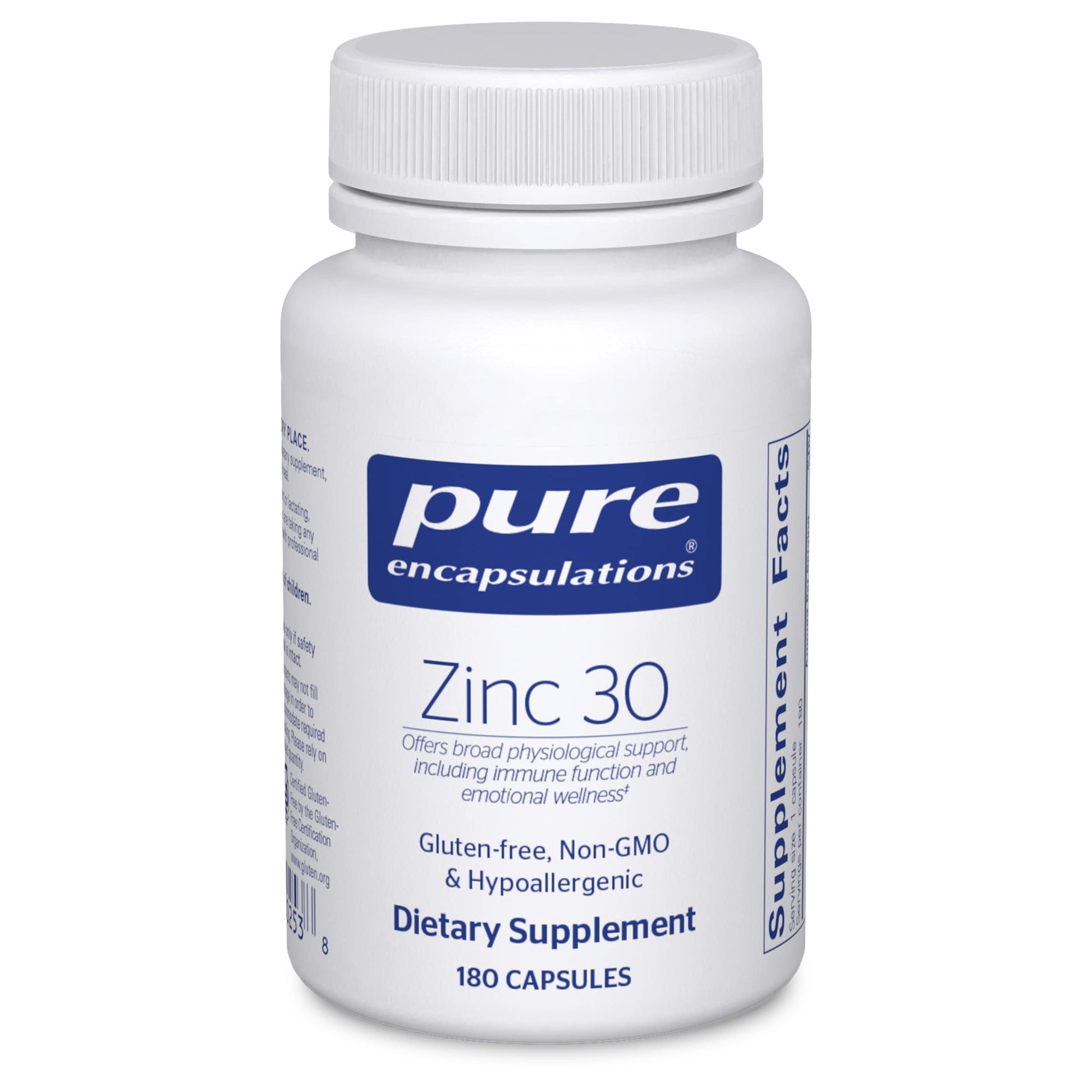 Pure Encapsulations Zinc 30 mg - Highly Absorbable - 180 Capsules