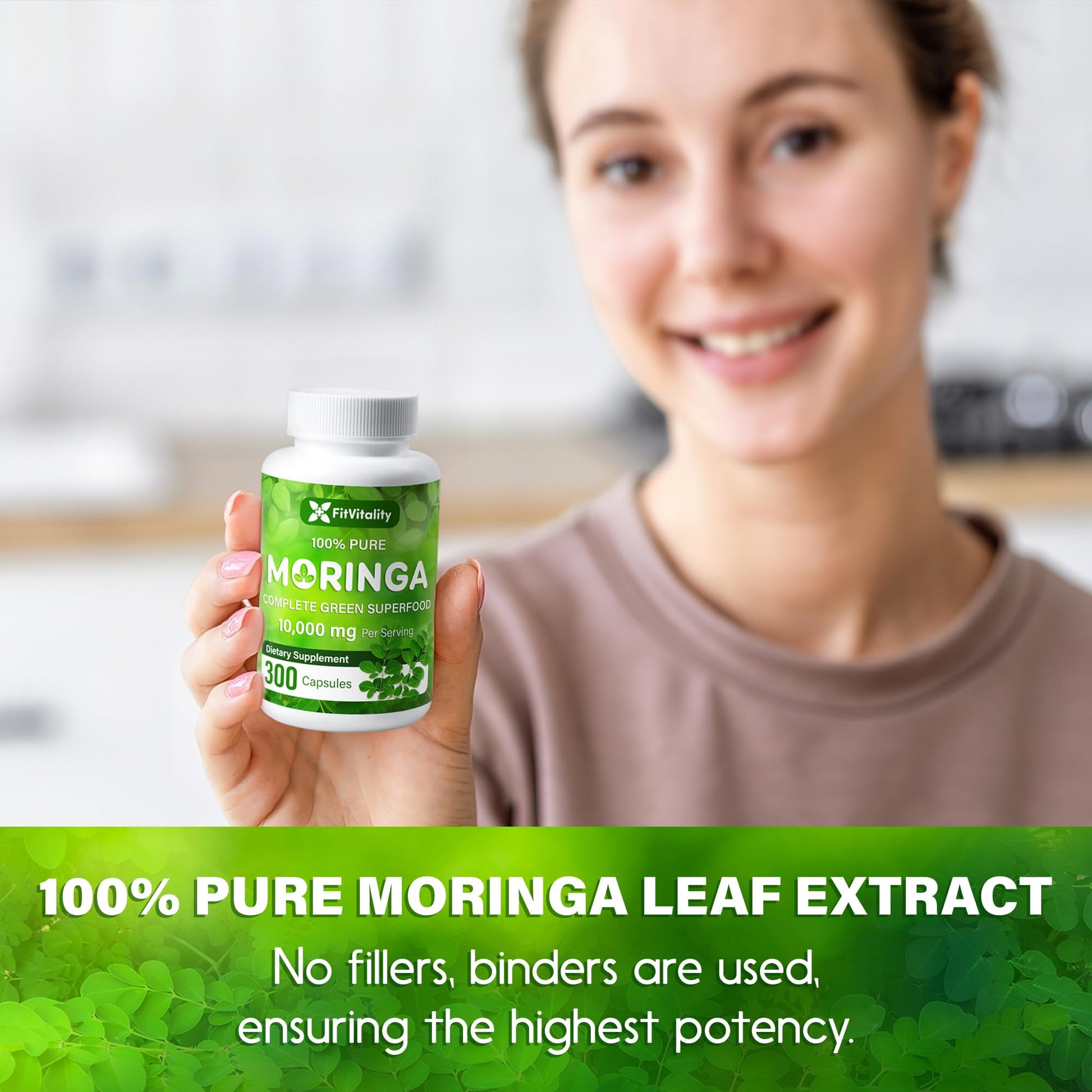 Moringa Capsules| Moringa Oleifera |10,000mg| 150 Capsules| 100% Pure| Non-GMO FitVitality