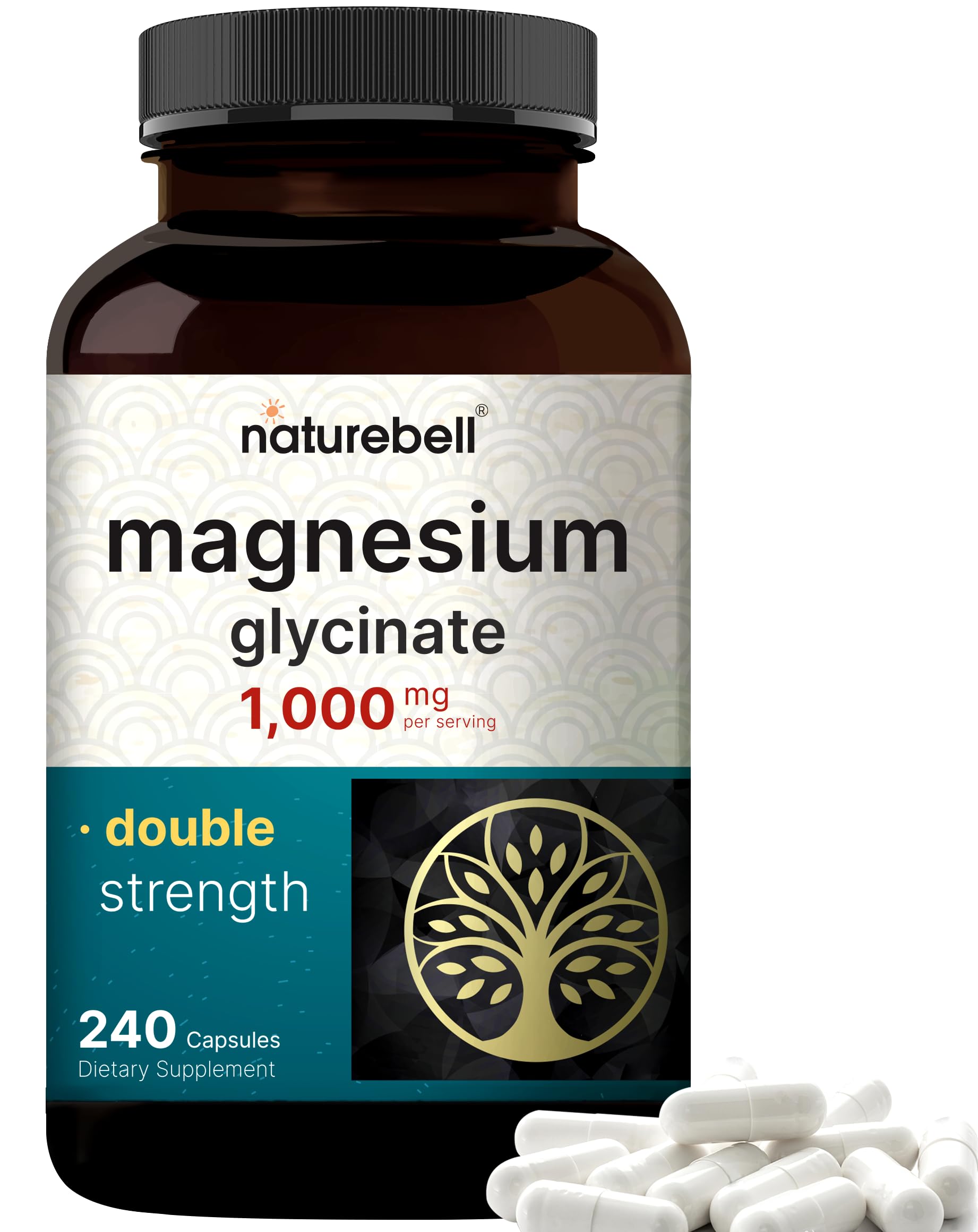 Magnesium Glycinate Supplement 1,000mg | 500mg Per Capsule, 240 Pills 