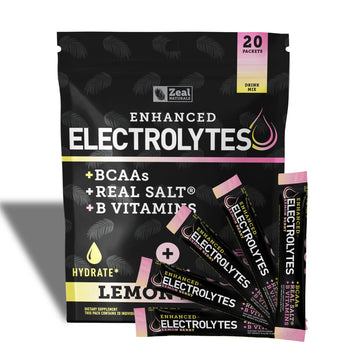 Enhanced Powder Stick Packs (Lemon Berry - 20 Packets) Sugar Free + BCAA B-Vitamins 