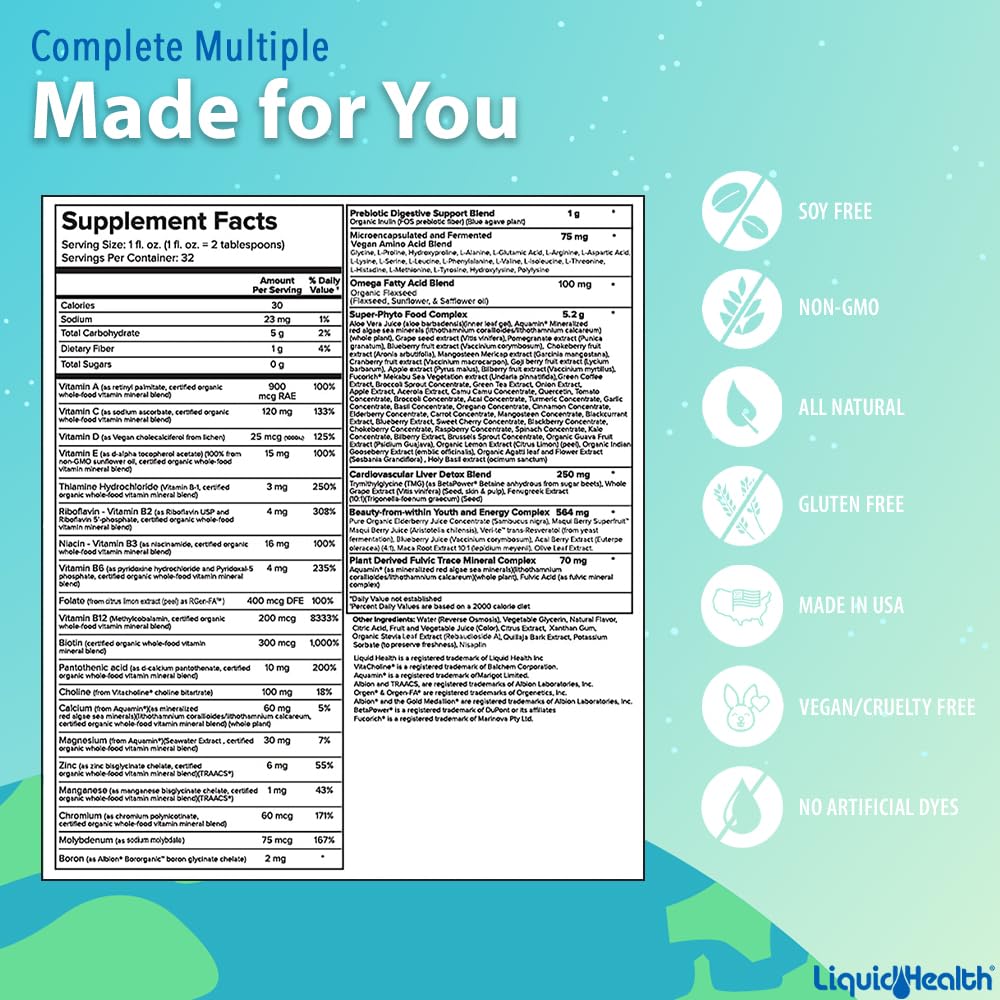 LIQUIDHEALTH 32 Oz Liquid Multivitamin for Adult Men & Women - Complete Multiple LIQUIDHEALTH