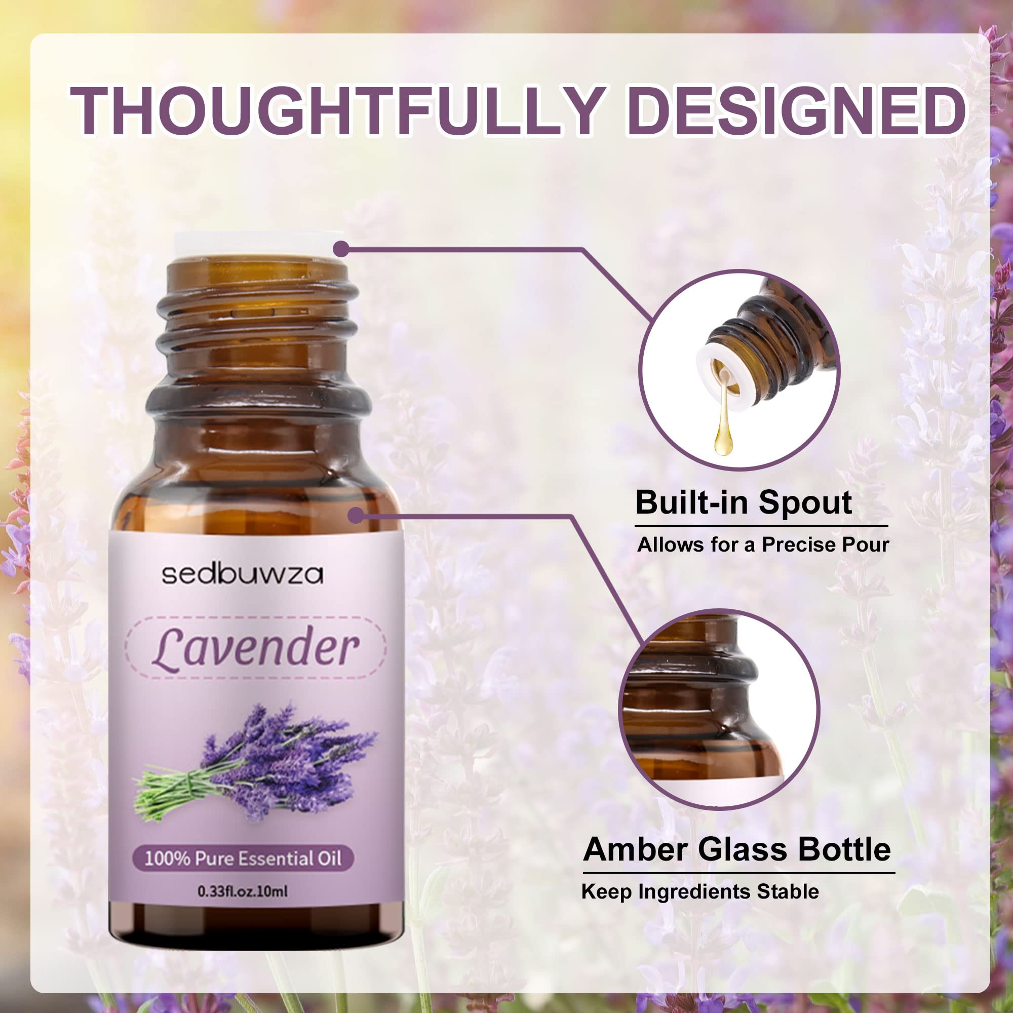 Sedbuwza Vanilla Oil Lavender Essential Oil Gift Set, 100% Pure Organic Fragrance Oil Set for Diffuser Sedbuwza