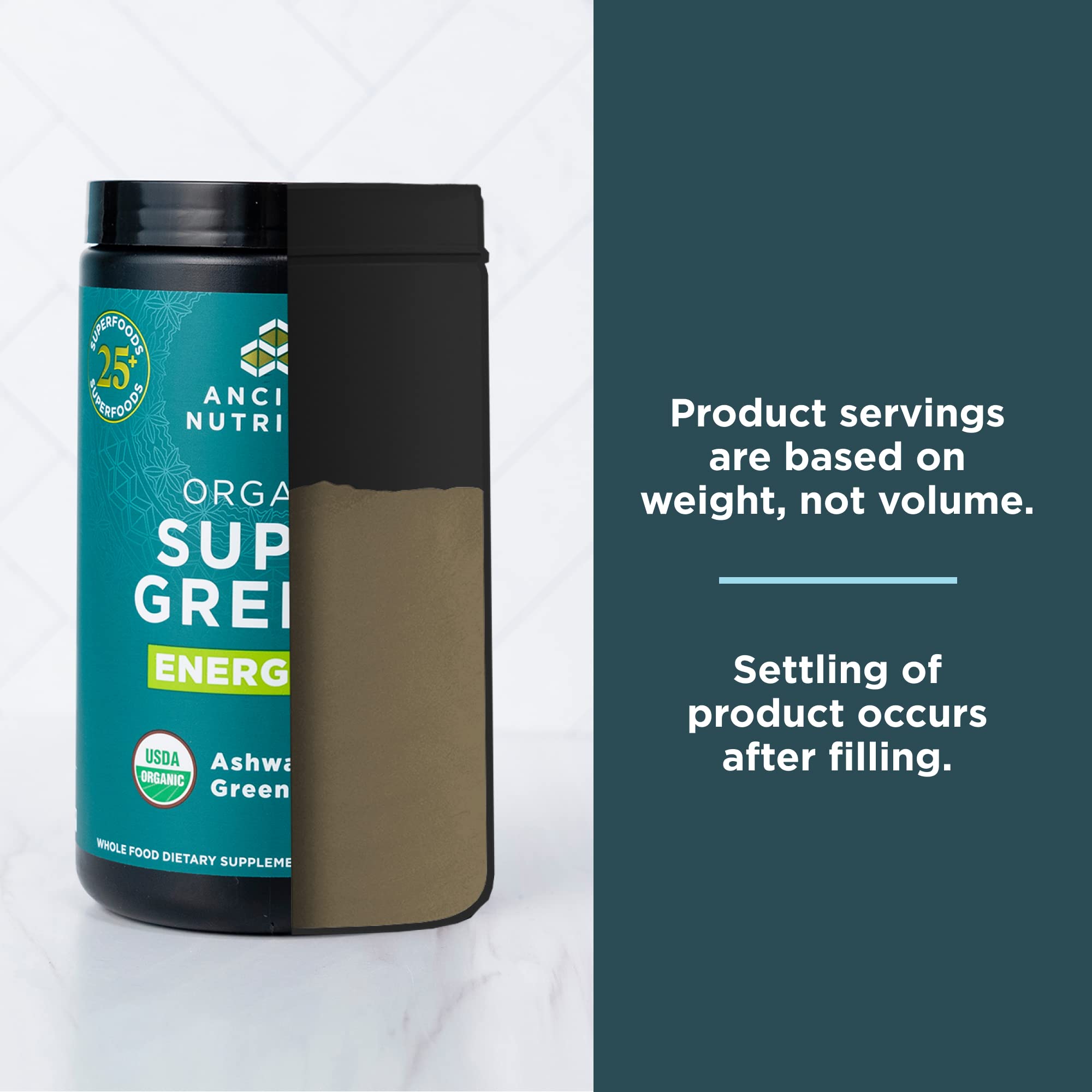 Ancient Nutrition Supergreens Energizer Powder, Organic Superfood Powder with Caffeine Ancient Nutrition
