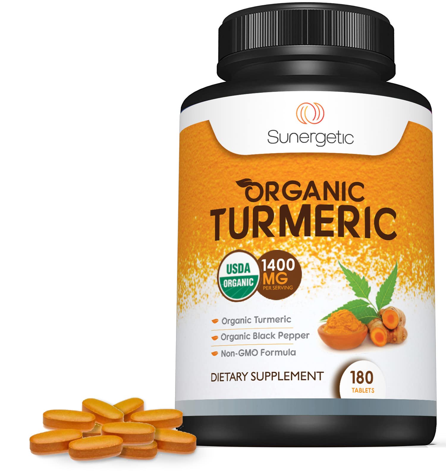 Sunergetic USDA Certified Organic Turmeric Supplement – Includes Organic Turmeric Sunergetic