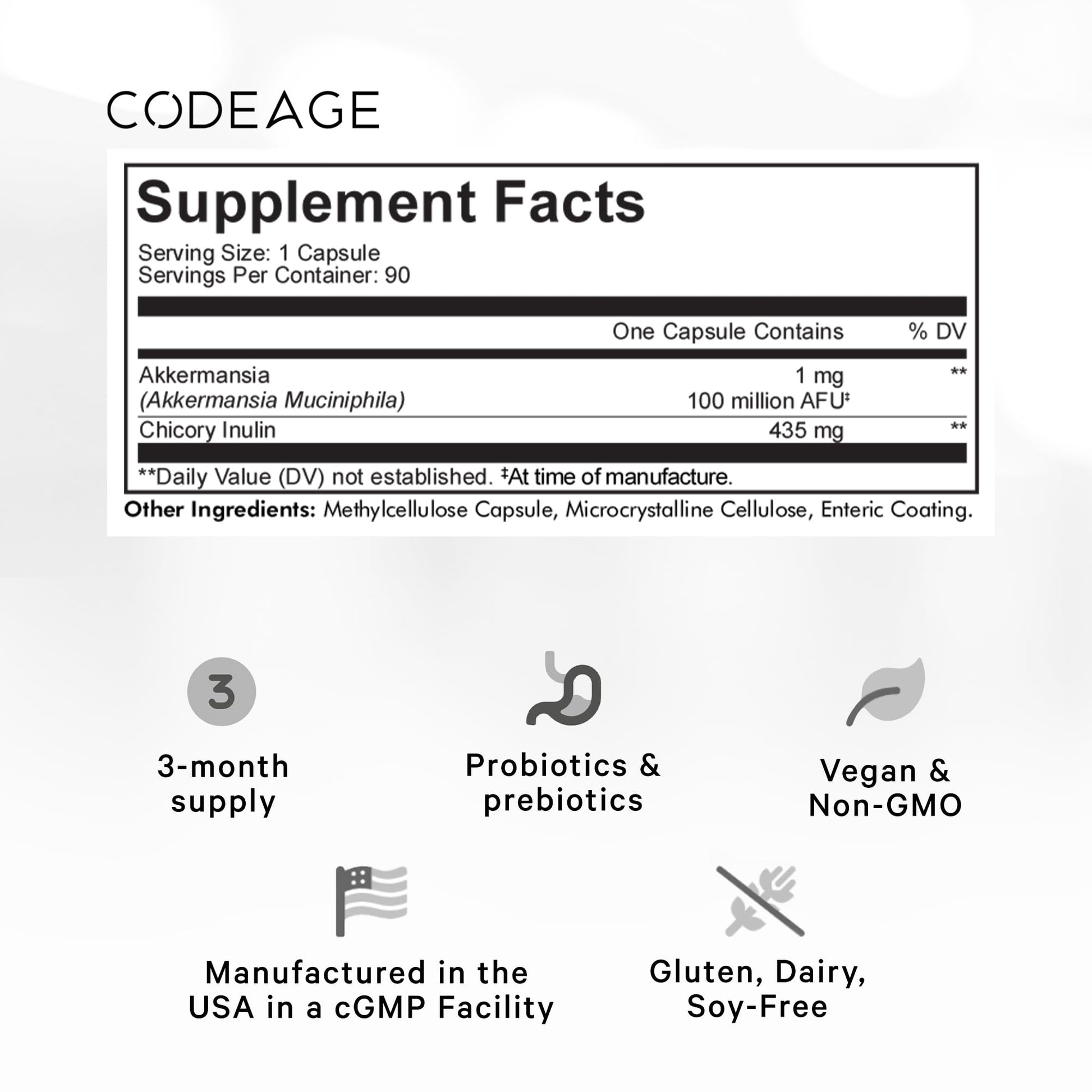 Codeage Akkermansia Muciniphila Probiotic Supplement - 3-Month Supply of Akkermansia Codeage