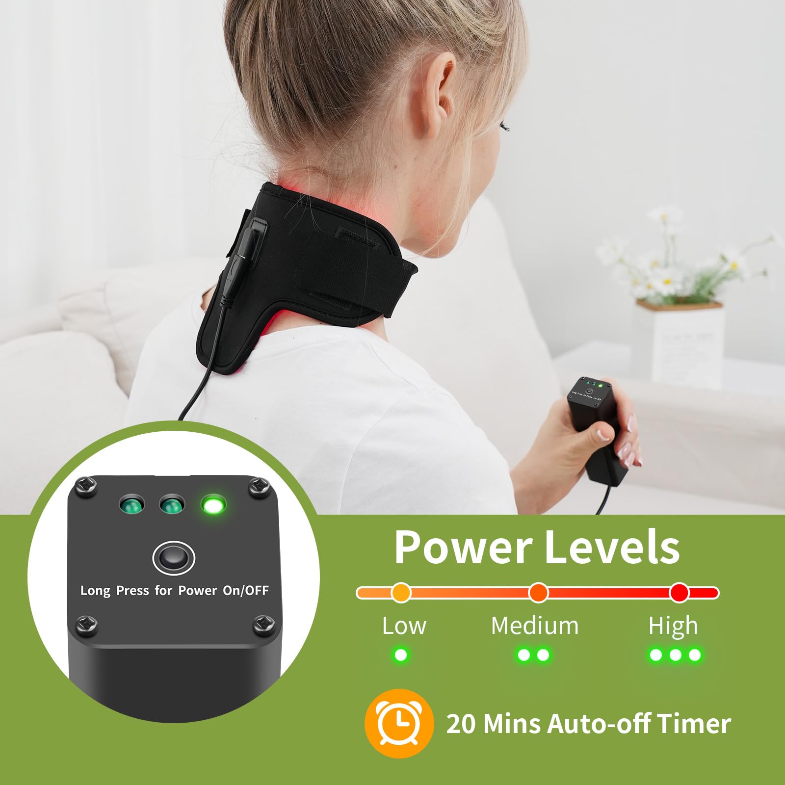 Rechargeable Red Light Therapy Neck Shoulder, Infrared Light Therapy for Body Pain Relief, Portable Red Light EnjoYield