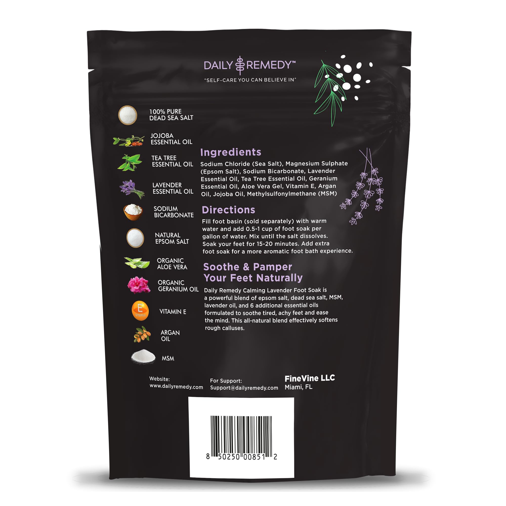 Calming Lavender Foot Soak with Epsom Salt, Made in USA, Foot Soak Soothes Sore Tired DAILY REMEDY