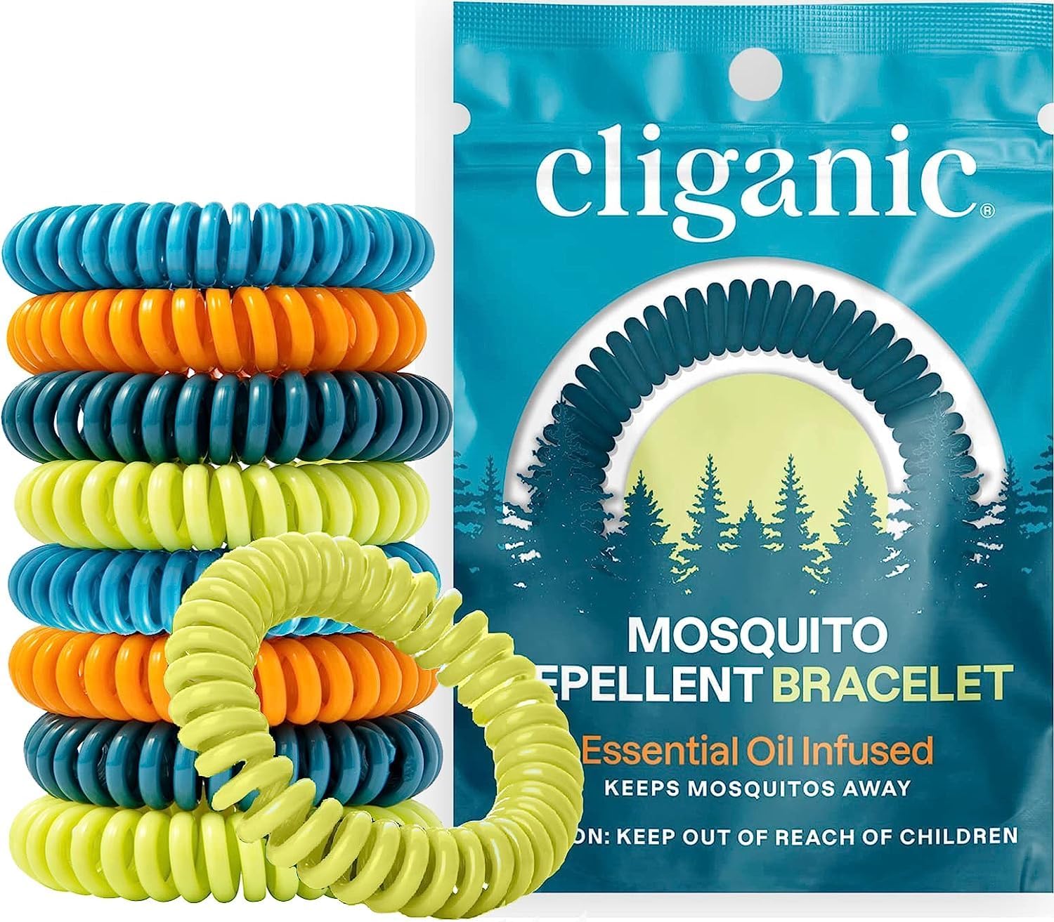 Cliganic 10 Pack Mosquito Repellent Bracelets, DEET-Free Bands, Individuall Cliganic