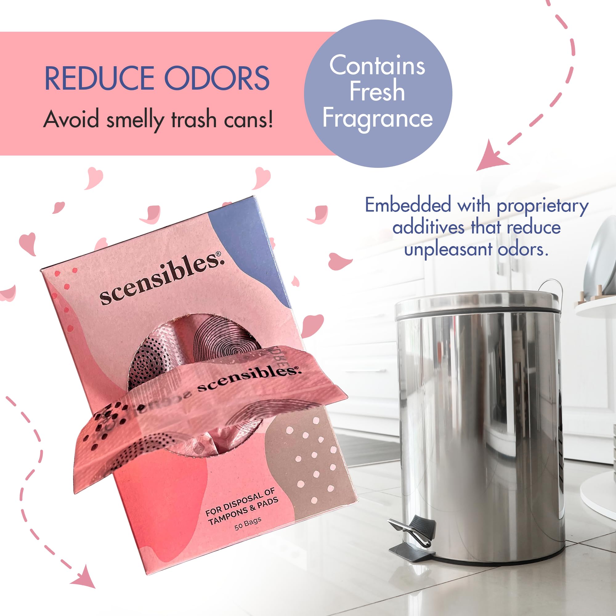 Scensibles Personal Care Disposal Bags (50 Count) - For Tampons, Pads, Liners, Condoms & More SCENSIBLES