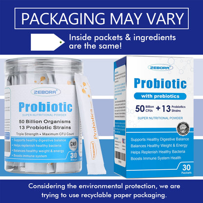 ZEBORA Probiotics for Women, Men and Kids, Prebiotics and Probiotics Powder
