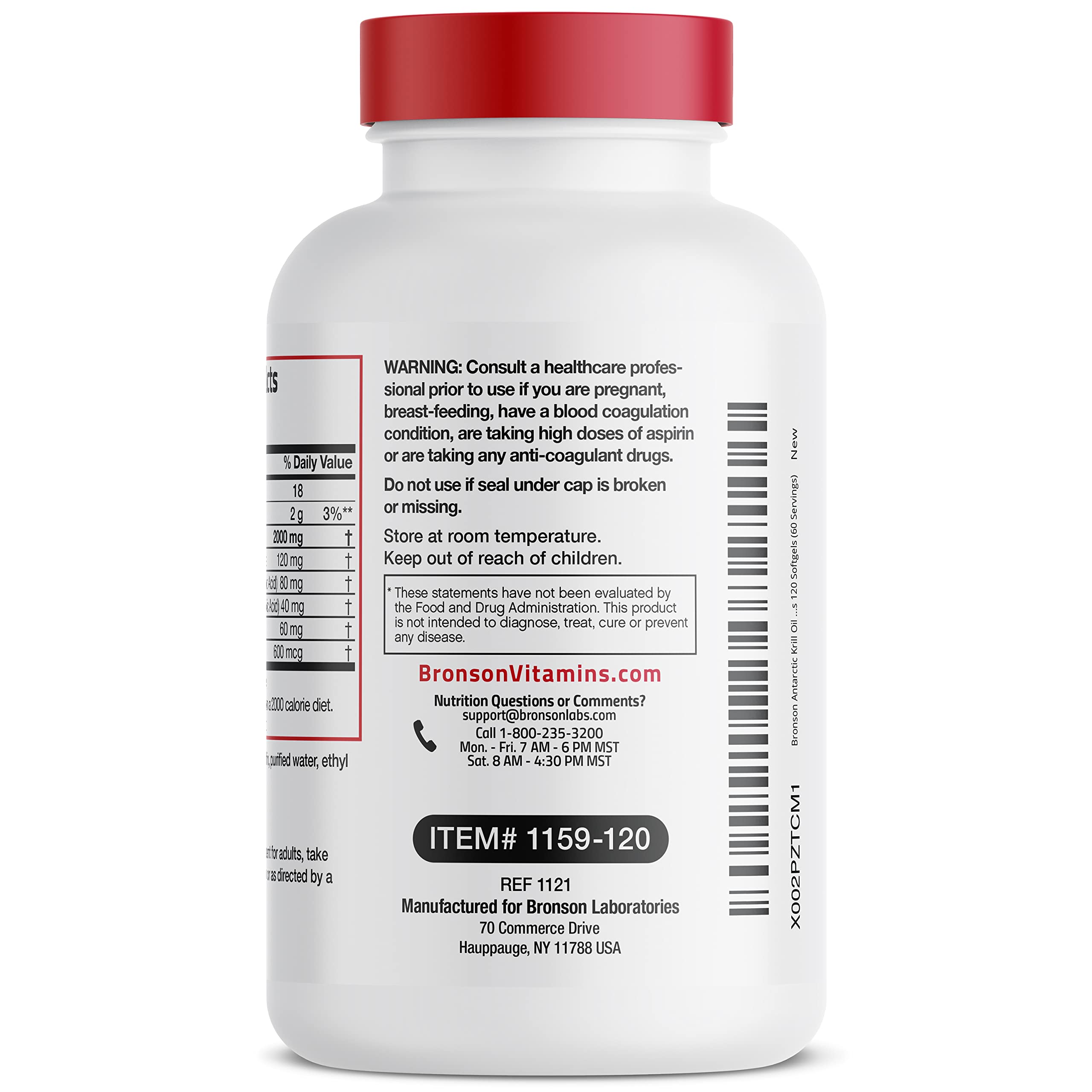 Bronson Antarctic Krill Oil 2000 mg with Omega-3s EPA, DHA, Astaxanthin and Phospholipi Bronson