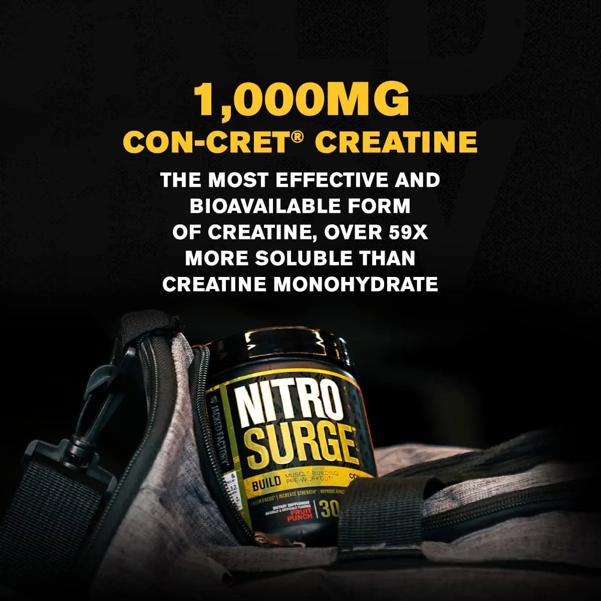 Jacked Factory Nitrosurge Build Pre Workout with Creatine for Muscle Building - Con Cret Jacked Factory