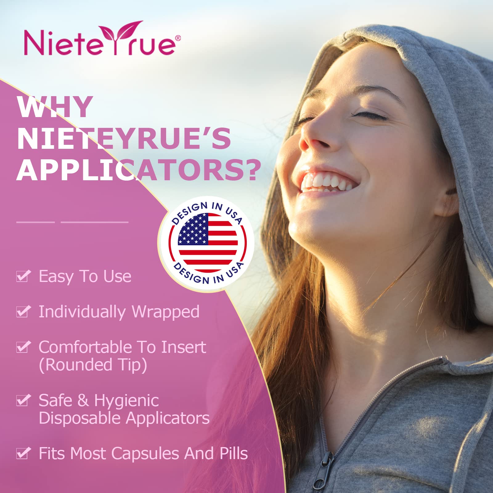 Nieteyrue (40 Packs) Disposable Vaginial Applicators Individually Wrapped Hygienic Fit Nieteyrue