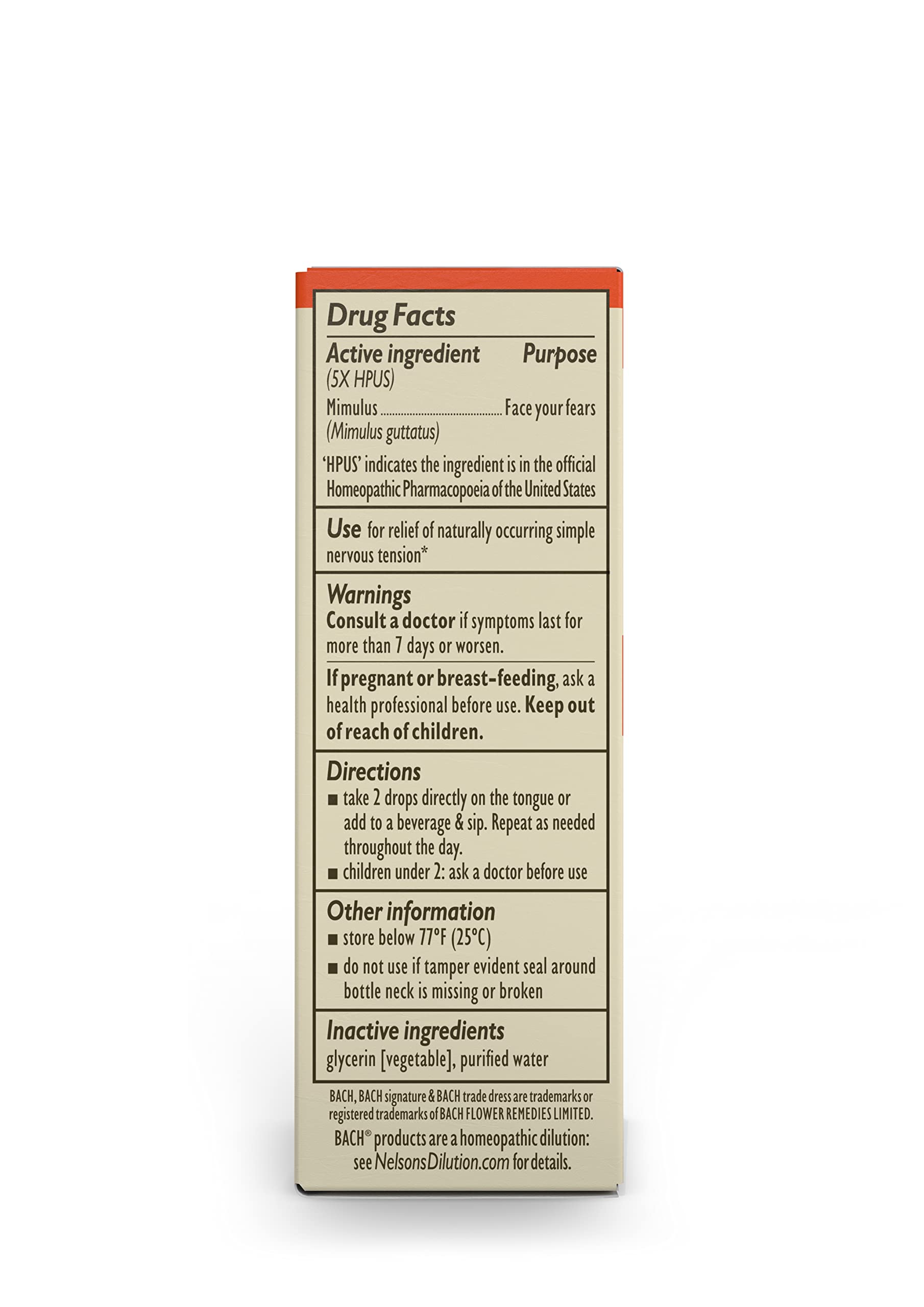 Bach Original Flower Remedies, Mimulus for Facing Fears (Non-Alcohol Formula), Natural Homeopathic Bach