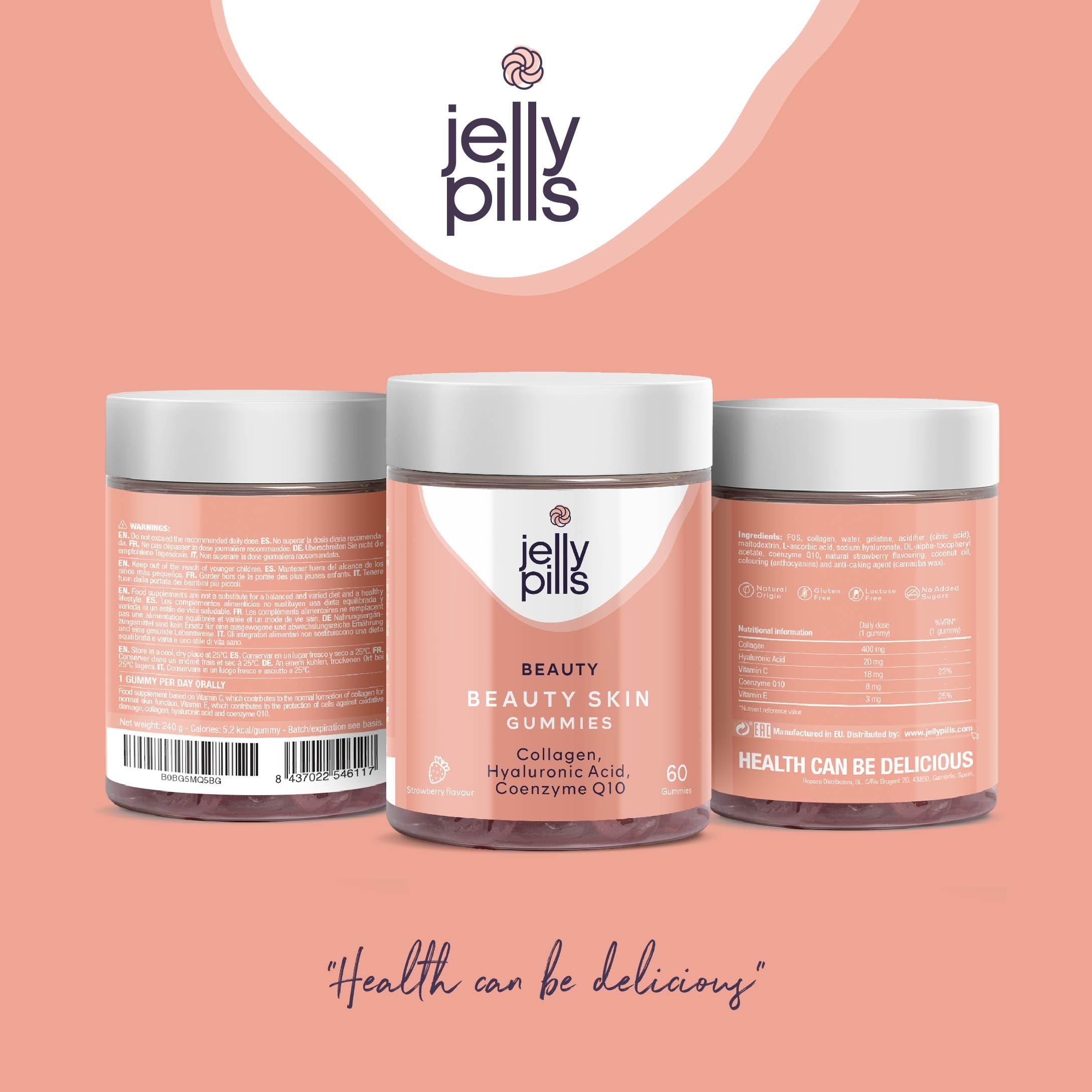 Jelly Pills® Hydrolyzed Collagen Gummies with Hyaluronic Acid and Coenzyme Q10 Jelly Pills