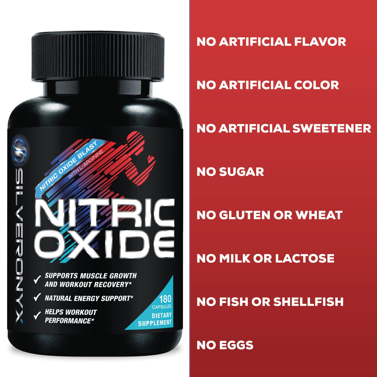 Extra Strength Nitric Oxide Supplement L Arginine 3X Strength - Citrulline Malate, AAKG SILVERONYX