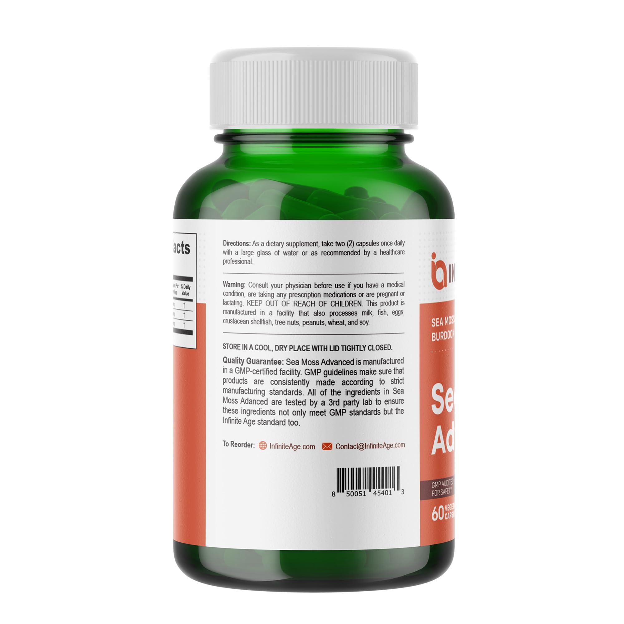 INFINITE AGE: 2 Pack, 1250mg Sea Moss Advanced Superfood, High-Potency, Vegan, INFINITE AGE