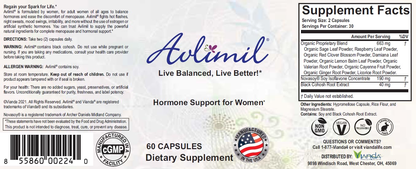 Avlimil Hormone Balance & Menopause | Relief from Mood Swings, Hot Flashes, Night Sweats & Irritability Avlimil