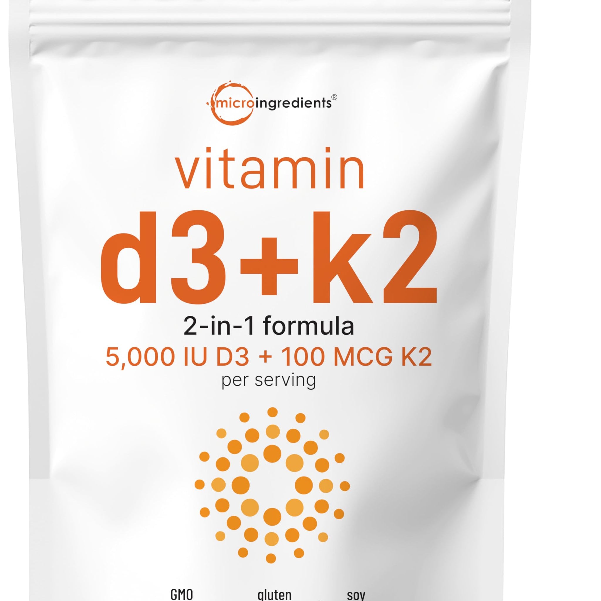 Micro Ingredients Vitamin D3 5000 IU with K2 100 mcg, 300 Soft-Gels