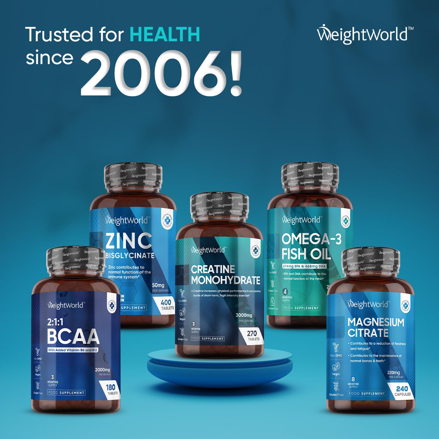 Creatine Monohydrate 3000mg - 270 Tablets - Gym Energy Supplement for Men & Women WeightWorld