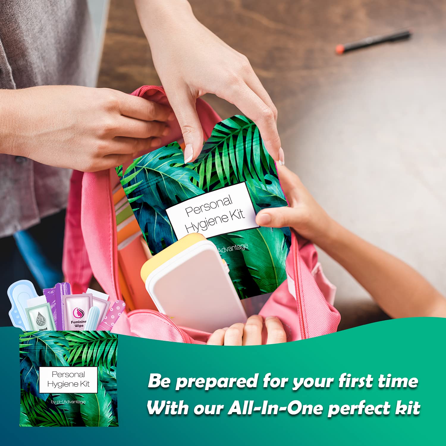 Menstrual Kit All-in-One | Convenience on The Go | Single Period Kit Pack for Travelling, Tweens pH Advantage