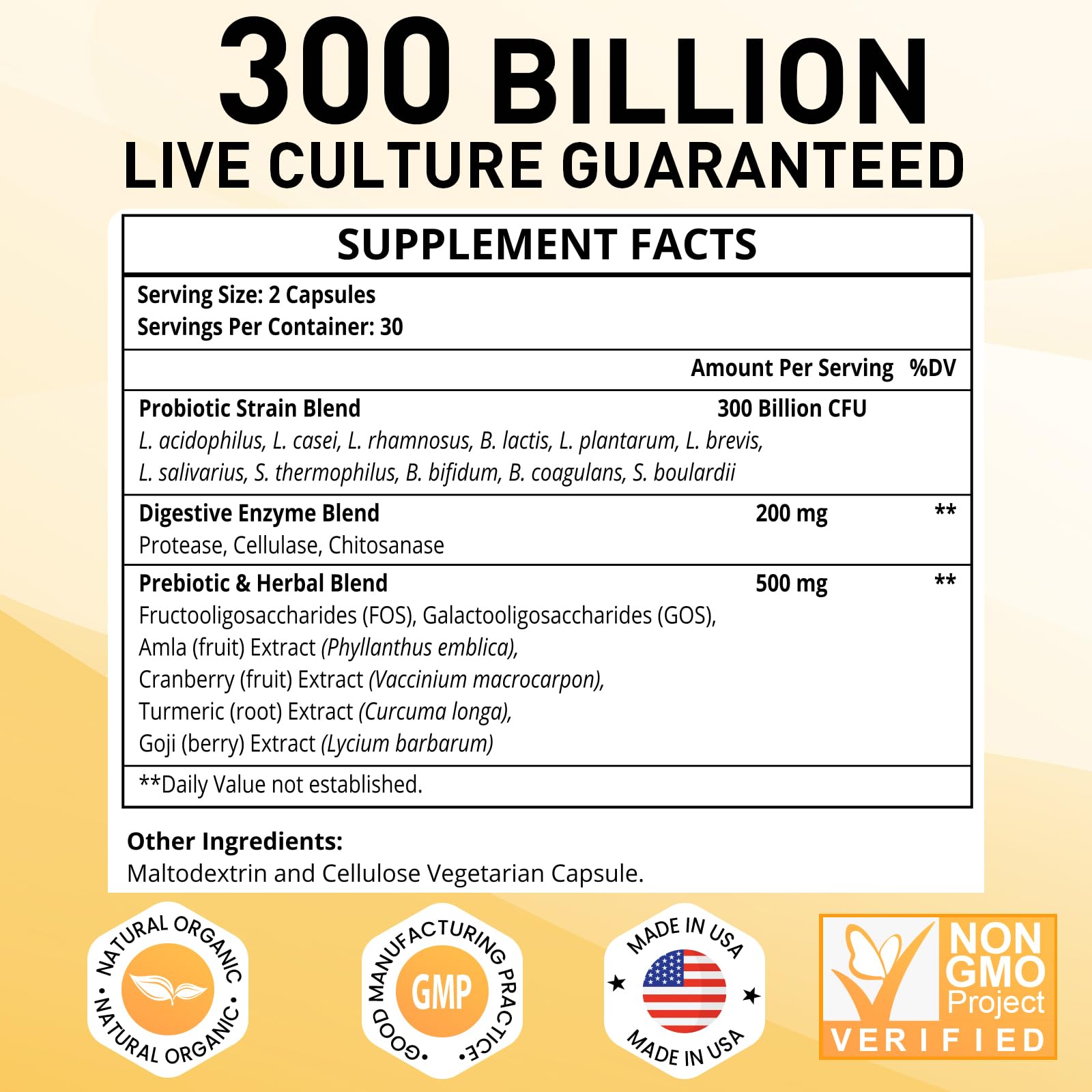 Probiotics for Women & Men, 300 Billion CFU 11 Strains, Probiotic with Organic Herbal GOGOSATIS