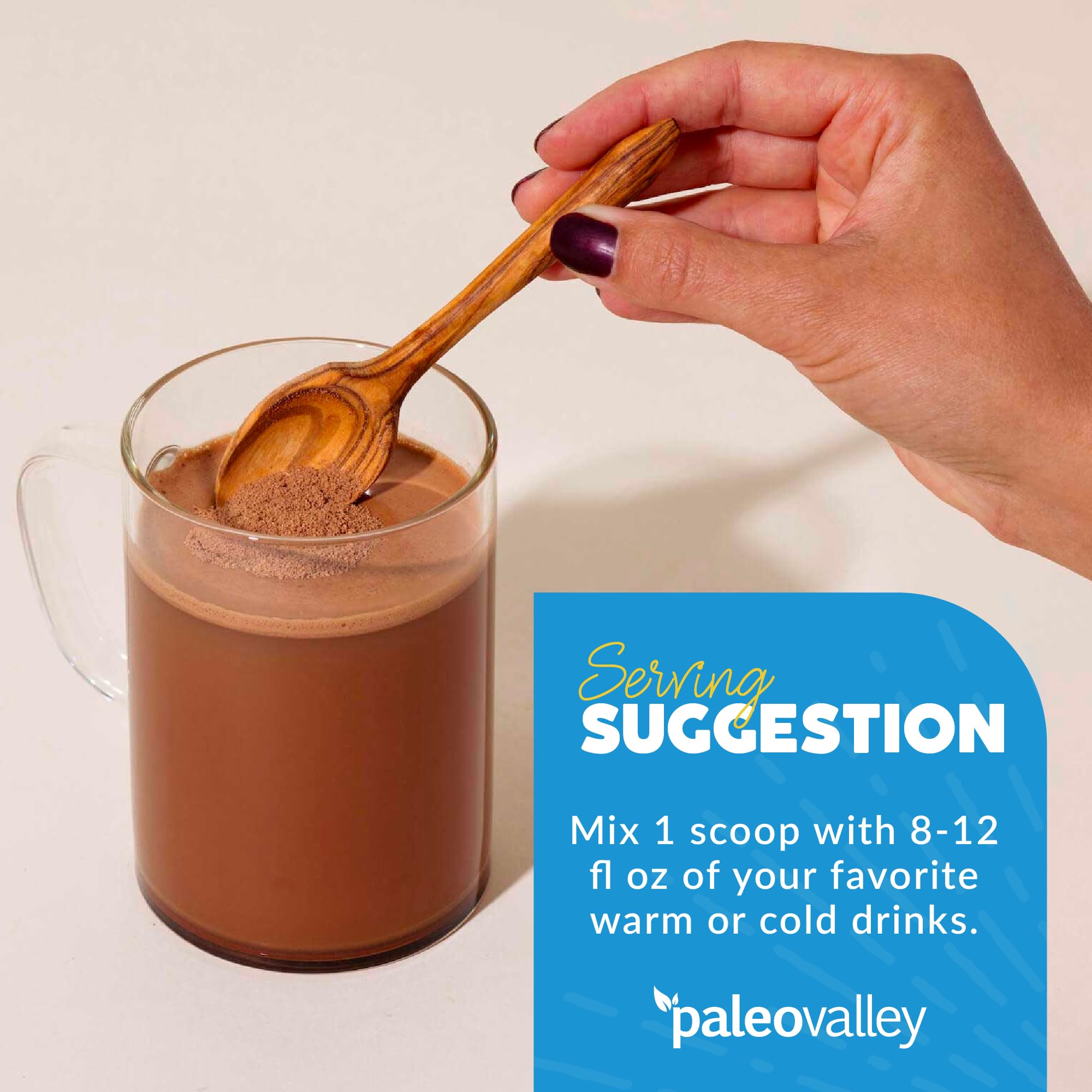 Paleovalley 100% Grass Fed Bone Broth Protein Powder - Chocolate - Rich in Collagen Paleovalley