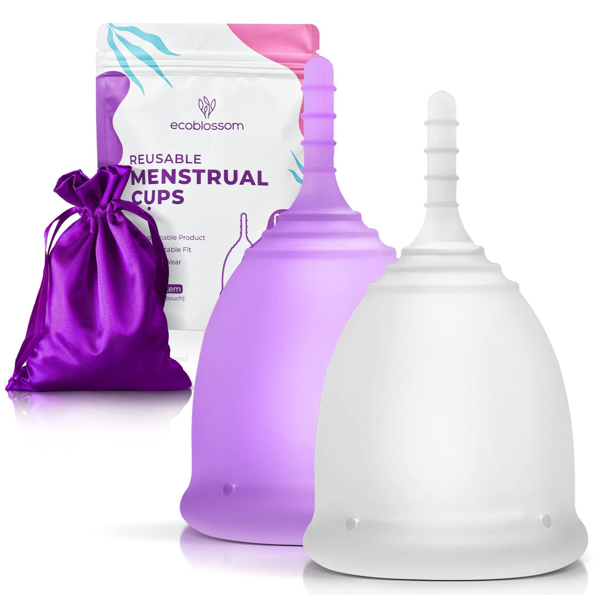 EcoBlossom Reusable Menstrual Cup Set - The Most Reliable Medical Grade Silicone Period Cups