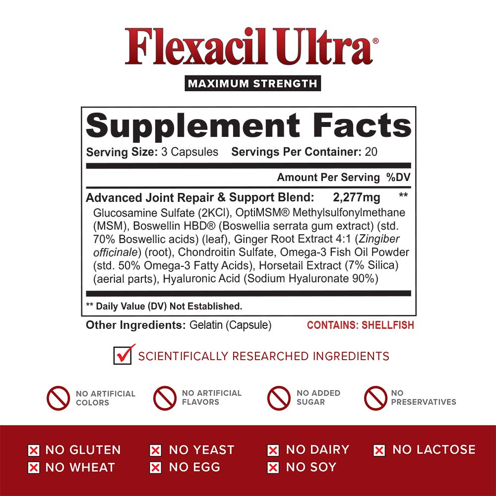 Flexacil Ultra Joint Health & Support Supplement with Glucosamine, Chondroitin Flexacil Ultra