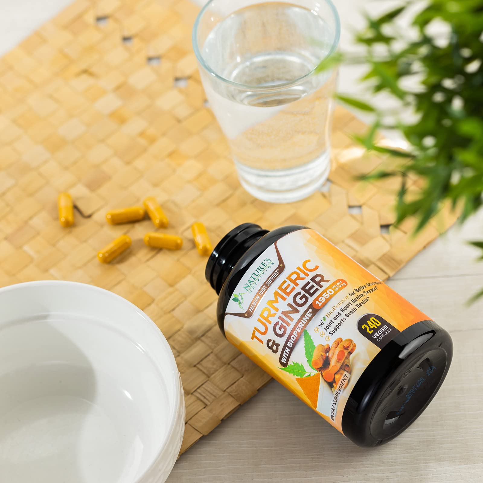 Turmeric Curcumin with BioPerine & Ginger 95% Standardized Curcuminoids 1950mg Nature's Nutrition
