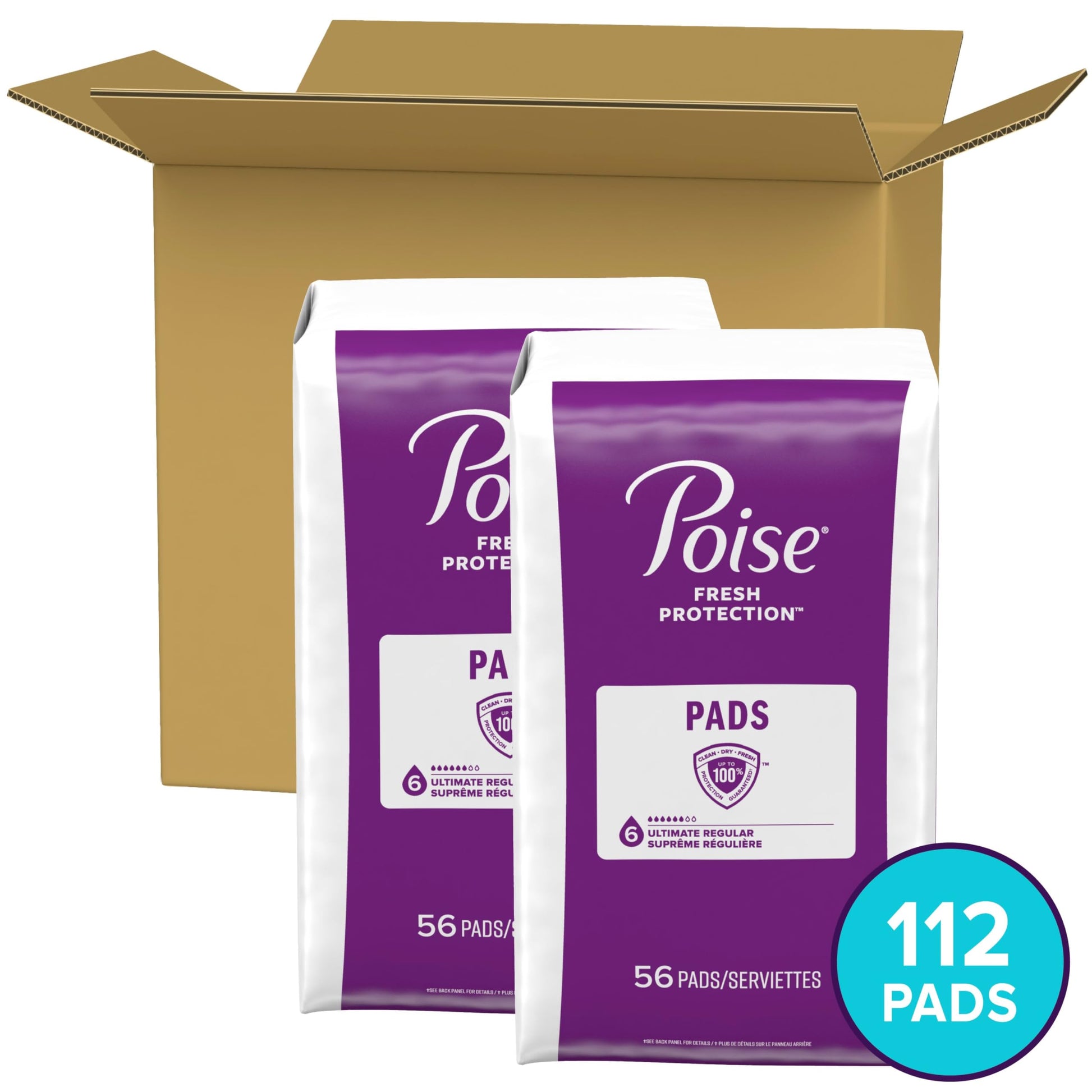 Poise Incontinence Pads & Postpartum Incontinence Pads, 6 Drop Ultimate Poise