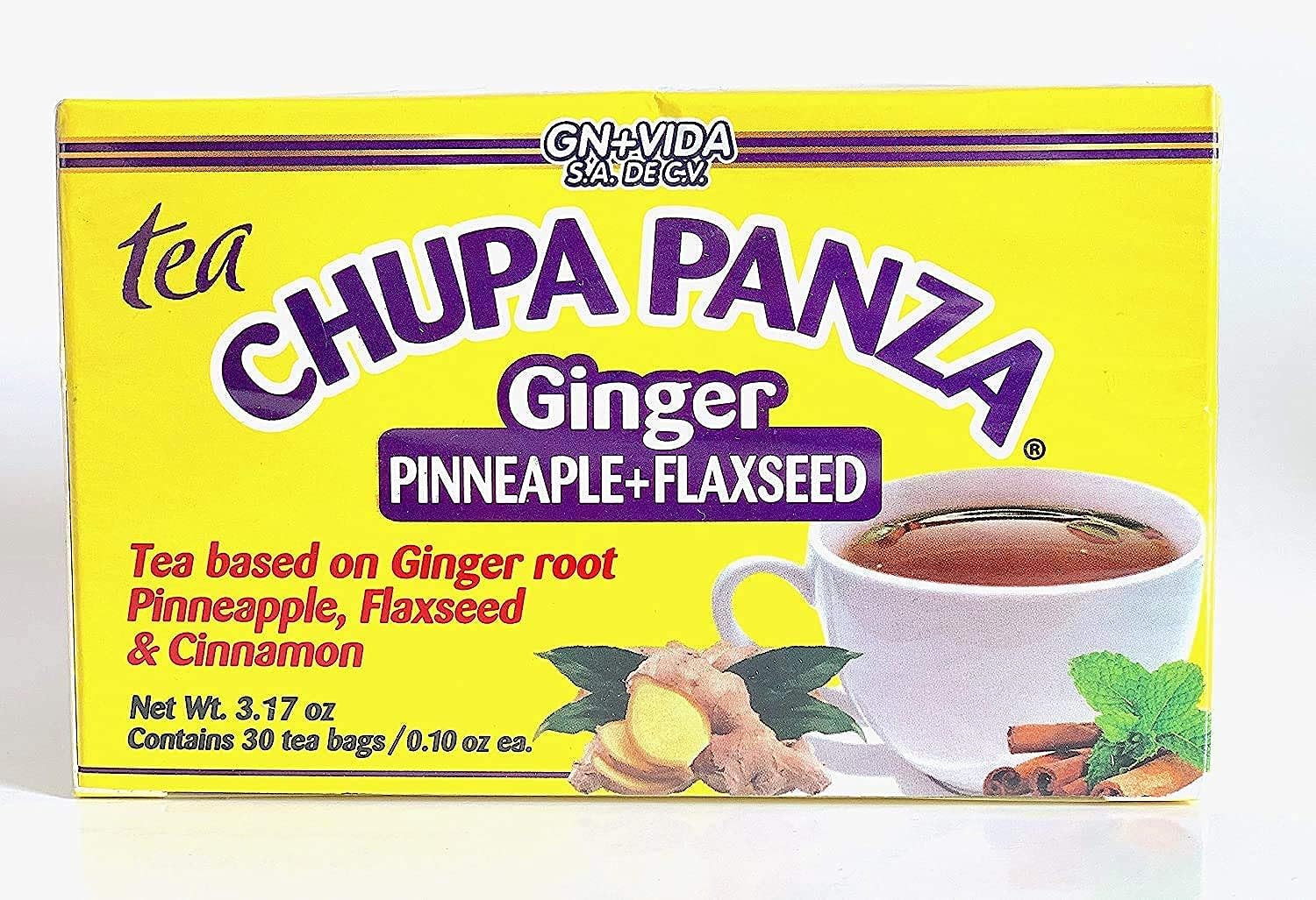 Tea CHUPA Panza, Tea Based ONGINGER Root, PINNEAPPLE, Flaxseed & Cinnamon