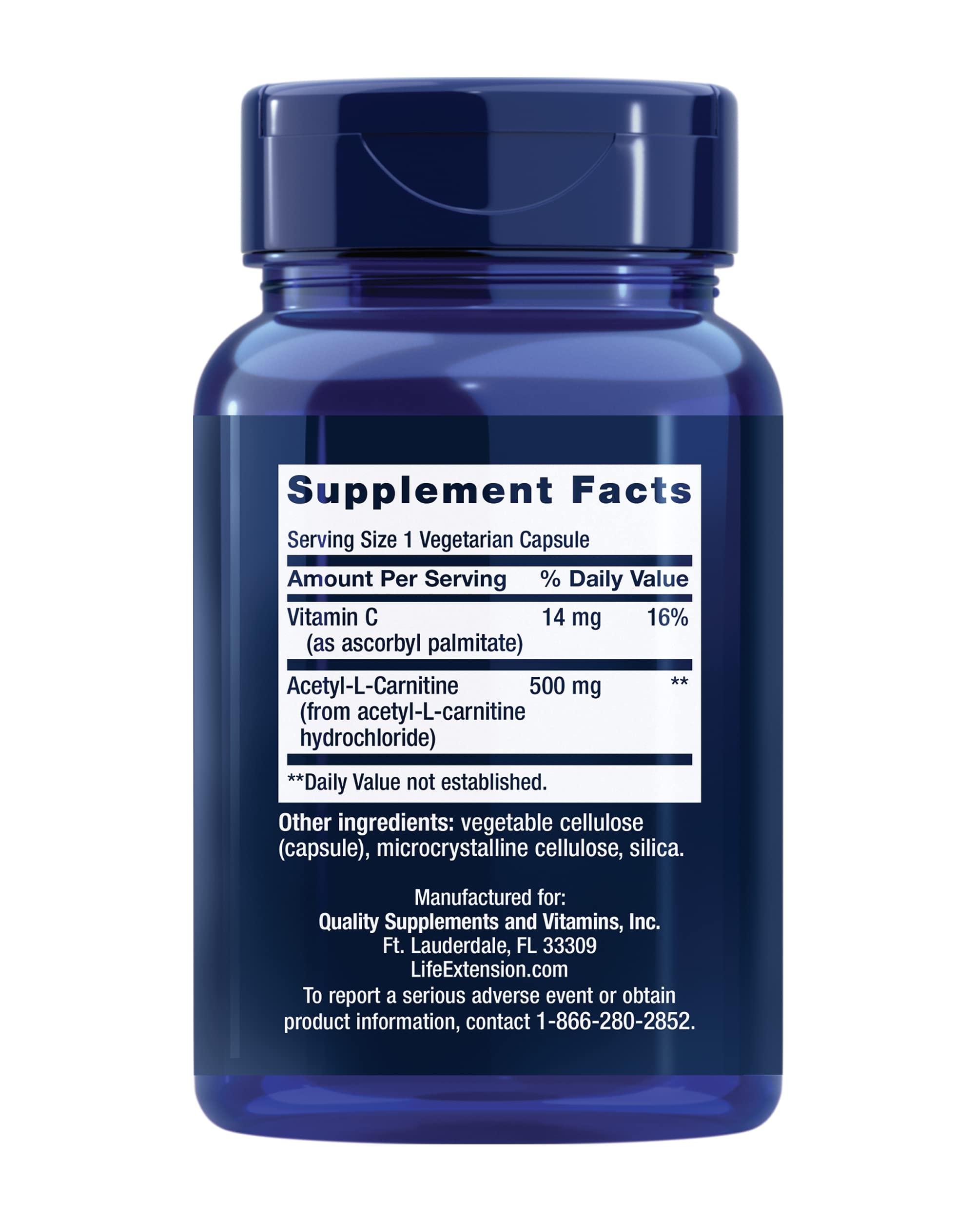 Life Extension Acetyl-L-Carnitine, Acetyl-L-Carnitine, vitamin C, Brain, mood & nerve health Life Extension