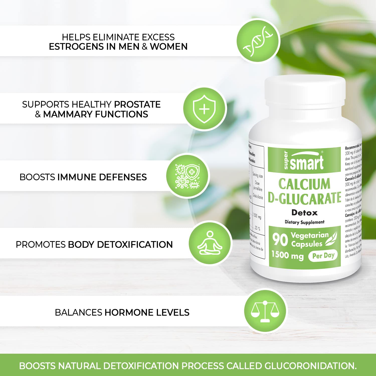 Supersmart - Calcium D-Glucarate 1500 mg Per Day - Antioxidant & Detox Supplement Supersmart