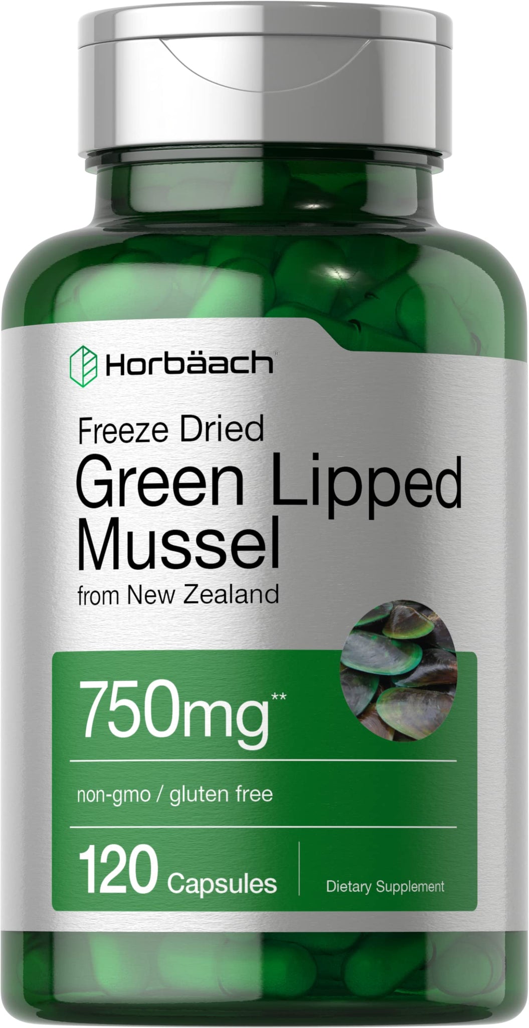 Green Lipped Mussel | 750 mg | 120 Capsules | from New Zealand | Premium Freeze Dried 