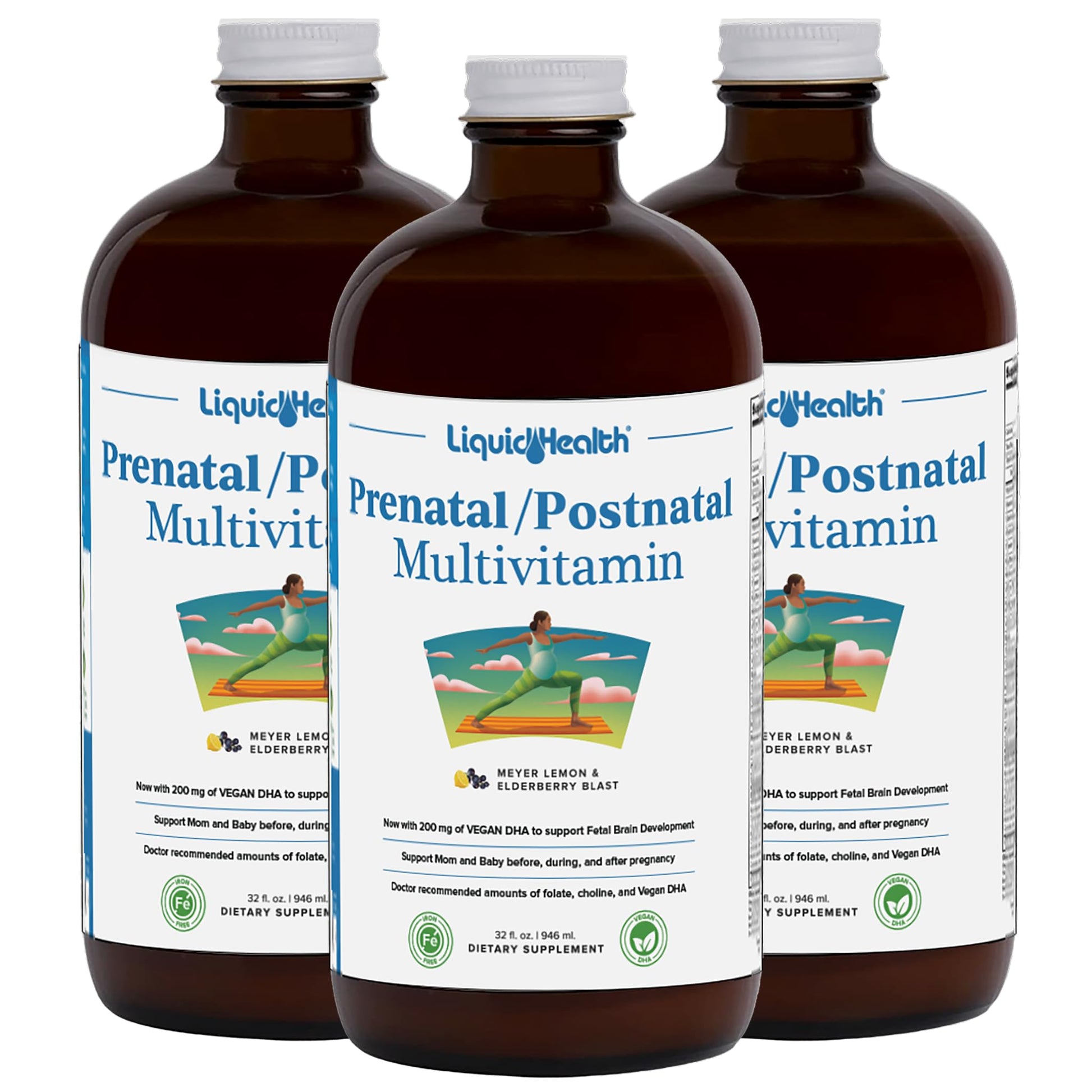 LIQUIDHEALTH Prenatal/Postnatal Multiple Liquid Women's Multivitamin with Real Folate 
