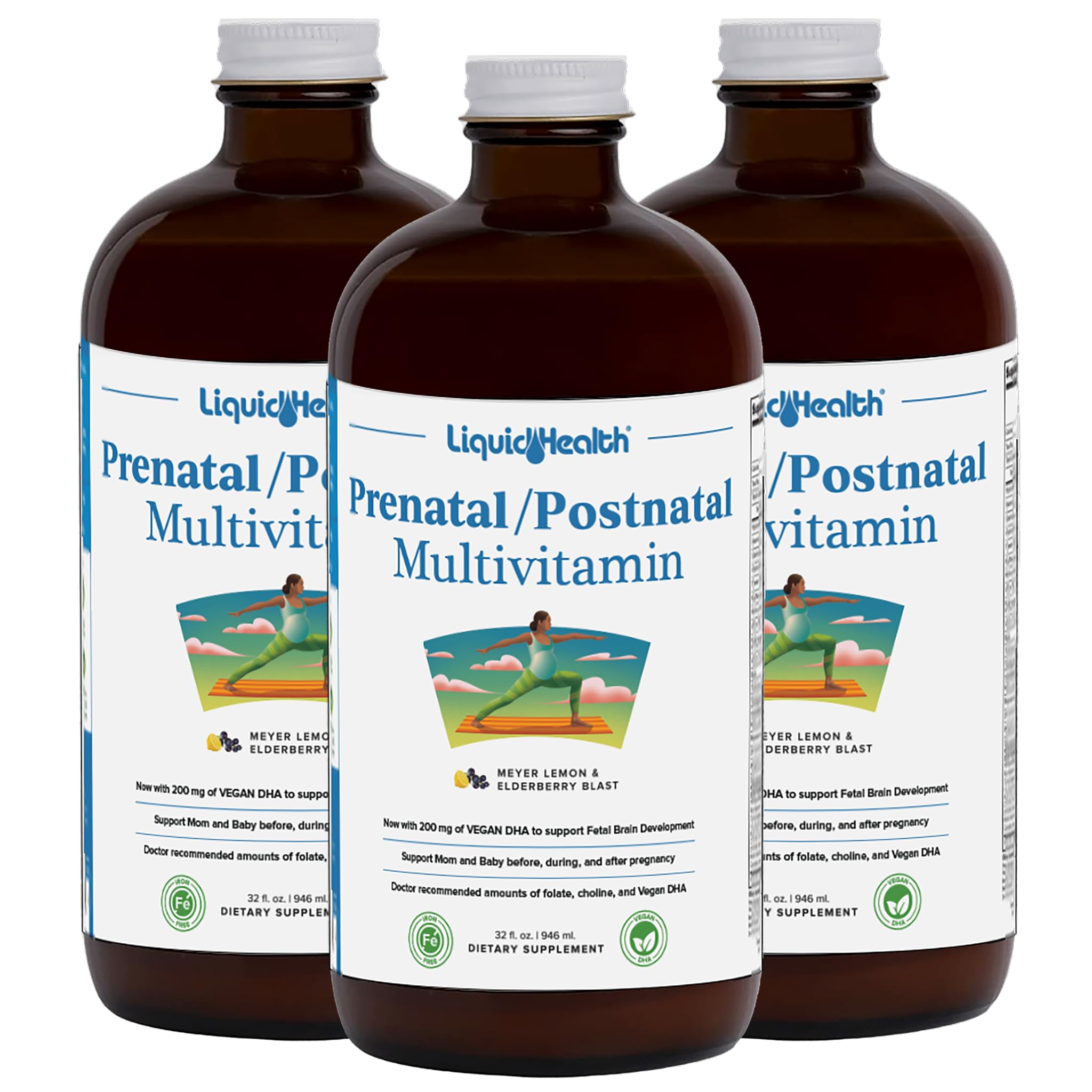 LIQUIDHEALTH Prenatal/Postnatal Multiple Liquid Women's Multivitamin with Real Folate 