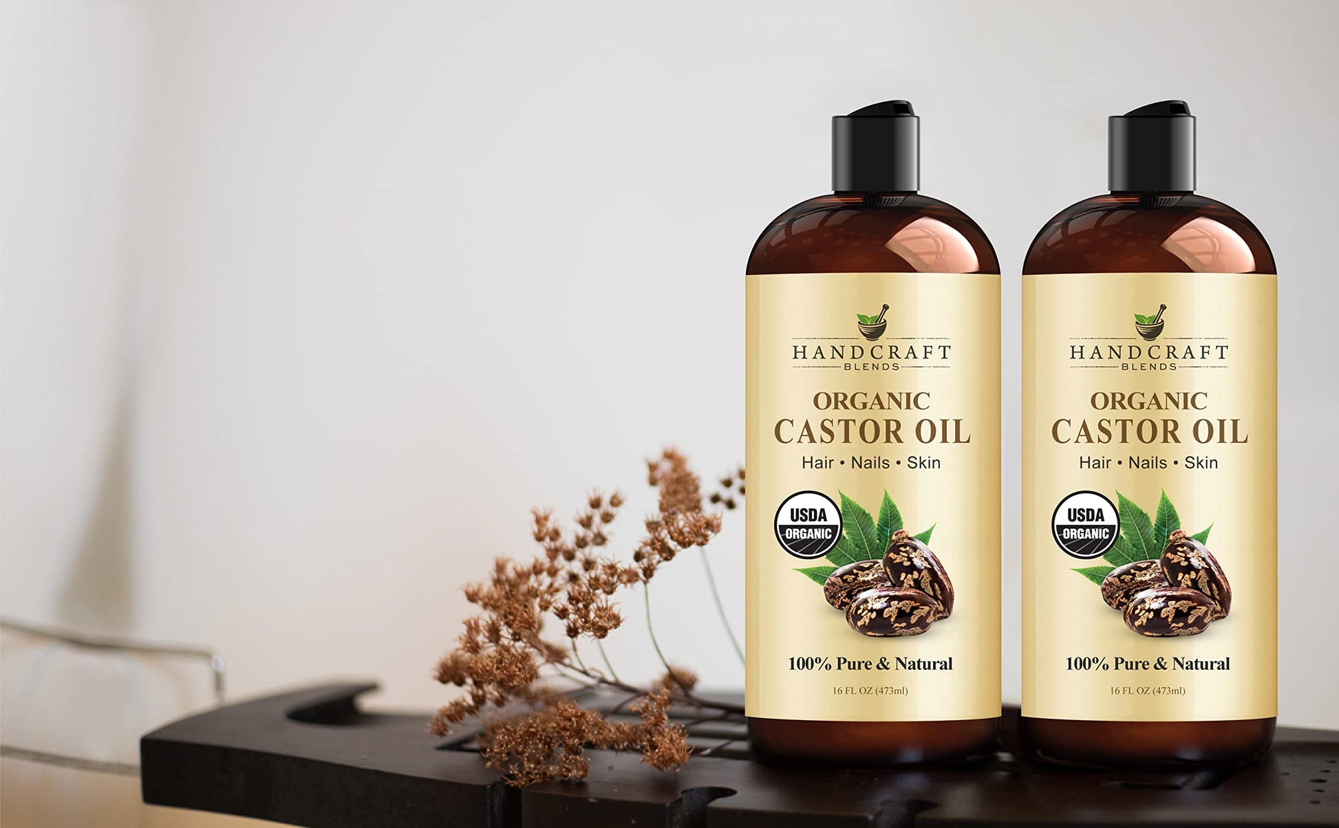 Handcraft Blends Organic Castor Oil for Hair Growth, Eyelashes and Eyebrows - 100% Pure Handcraft Blends