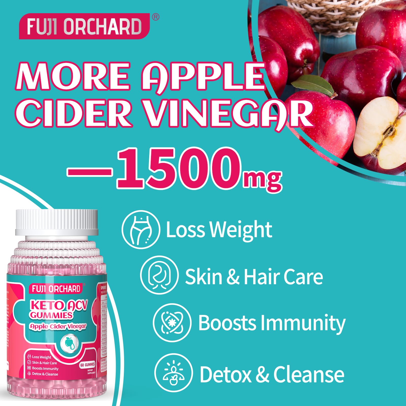 FUJI ORCHARD Keto Acv Gummies, 1500mg Keto Acv Gummies Advanced Weight Loss FUJI ORCHARD