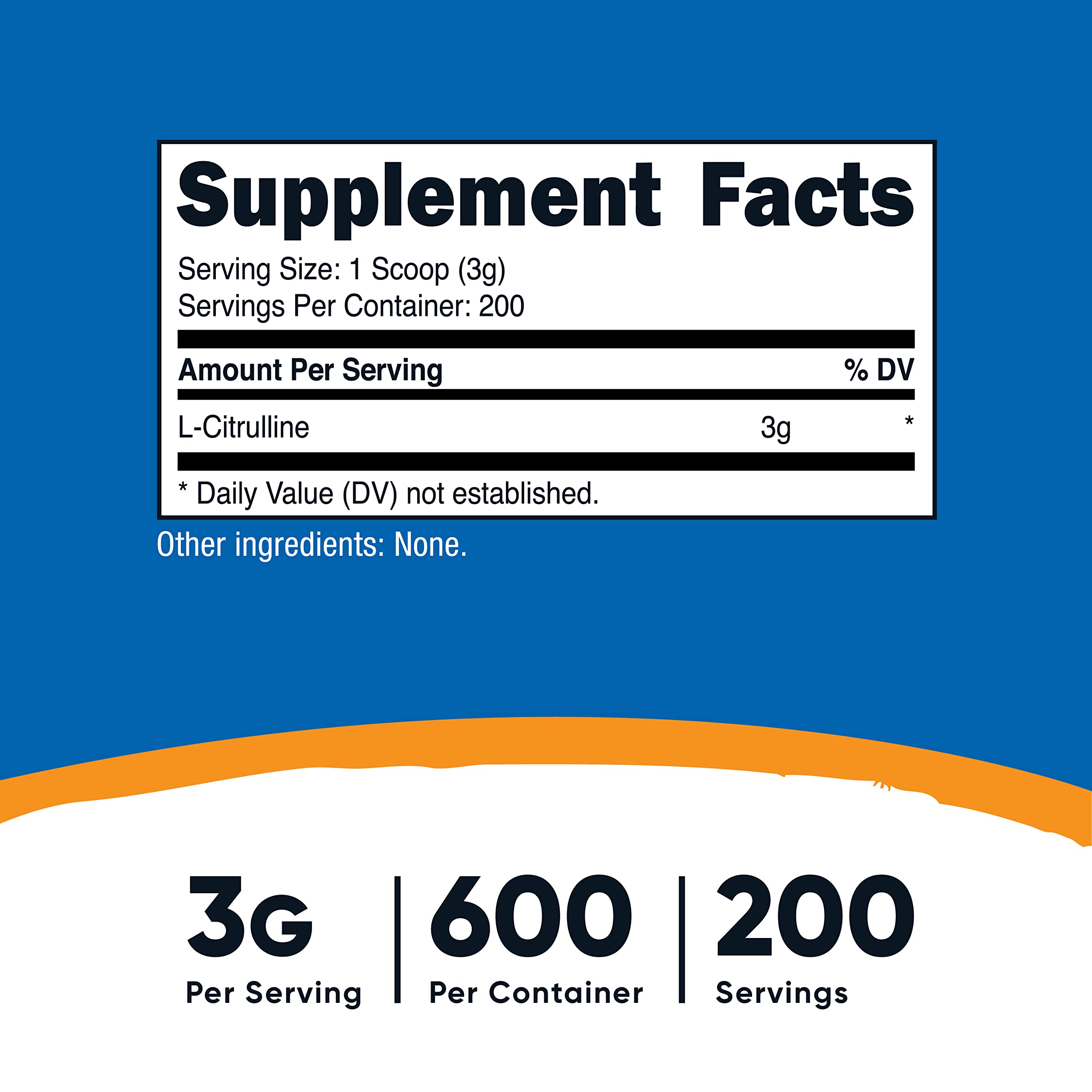 Nutricost Pure L-Citrulline (Base) Powder (600 Grams) Nutricost