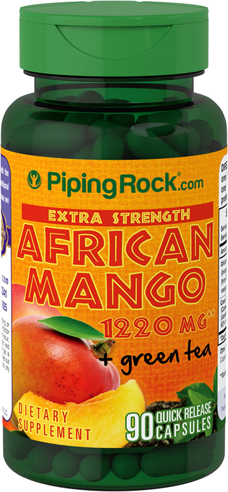 Piping Rock African Mango Seed Extract 1220 mg | 90 Capsules | with Green Tea | Extra Strength